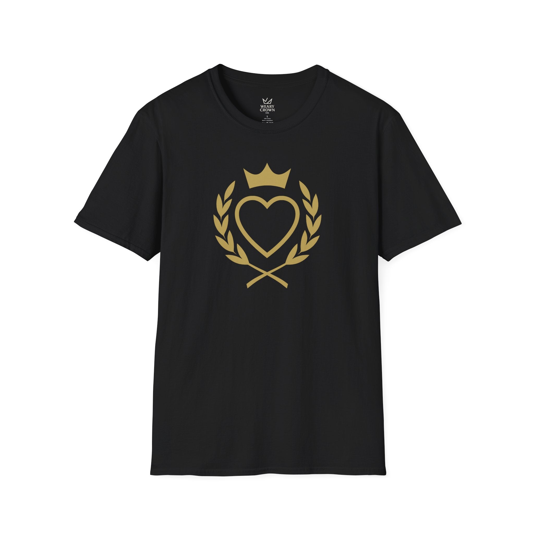 Crowned Heart Laurel Tee – Minimal Loyalty & Leadership Crest T‑Shirt