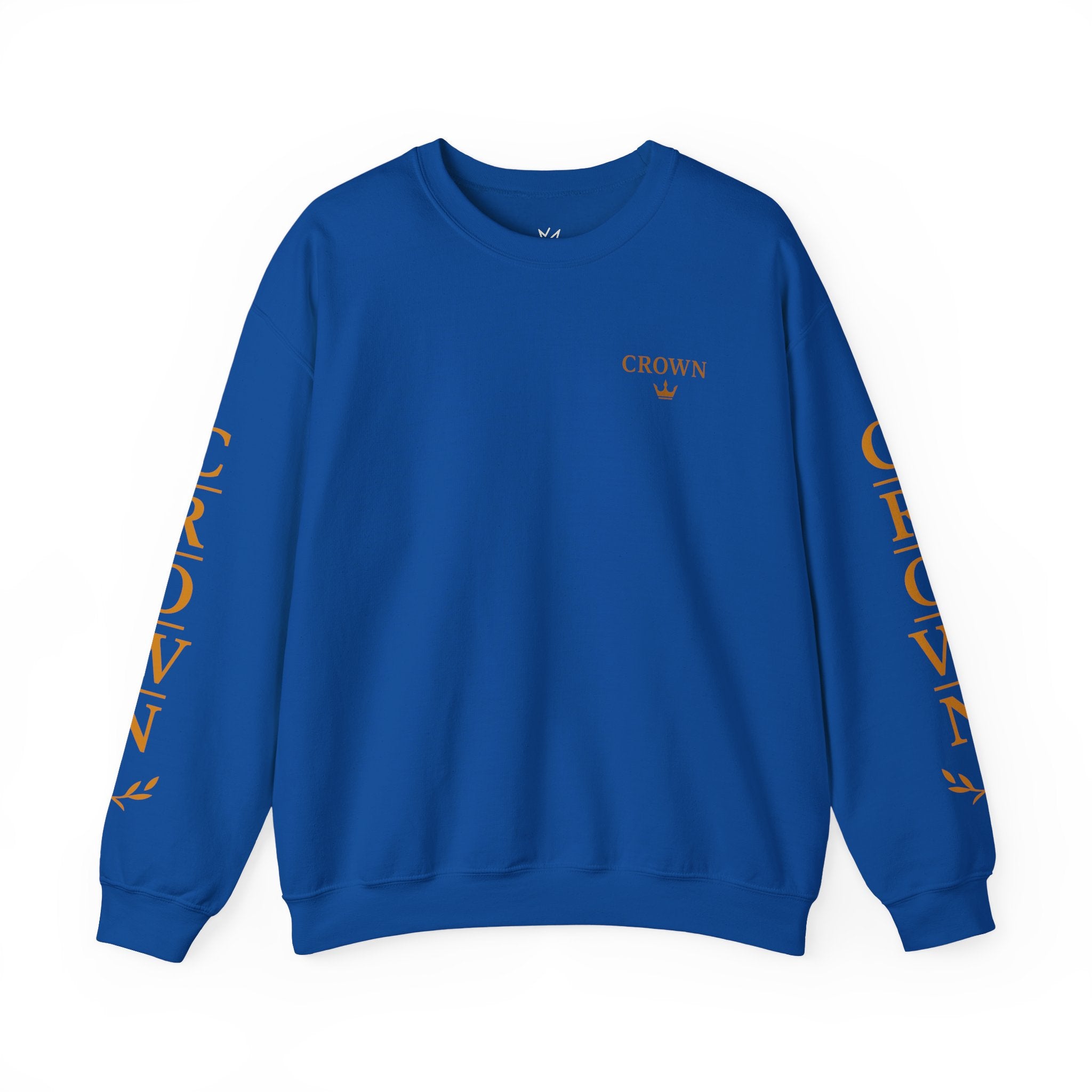 Crown Logo Crewneck Sweatshirt — Black & Gold Sleeve Graphic