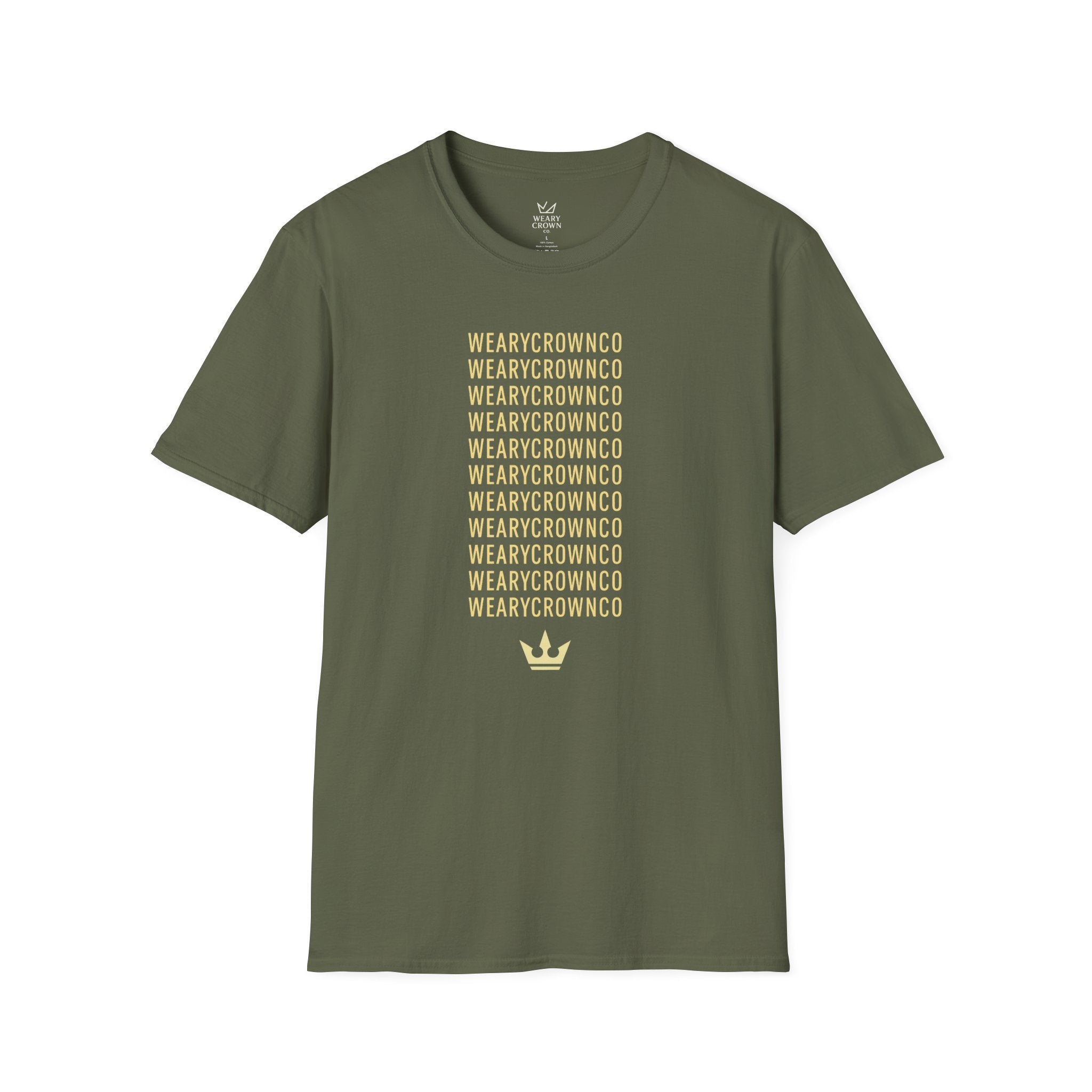 WearyCrownCo Repeat Wordmark Tee – Minimal Crown Signature T‑Shirt