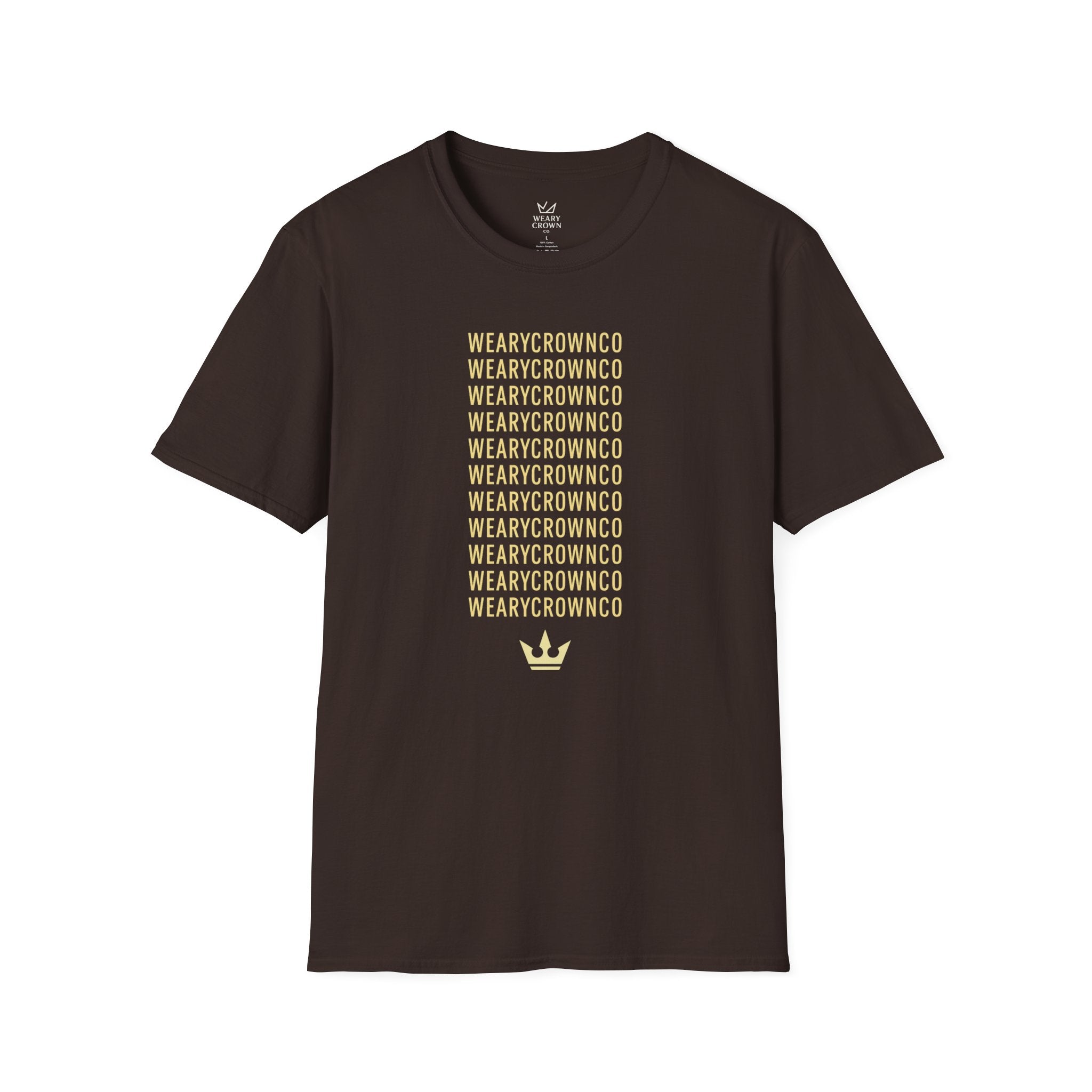 WearyCrownCo Repeat Wordmark Tee – Minimal Crown Signature T‑Shirt