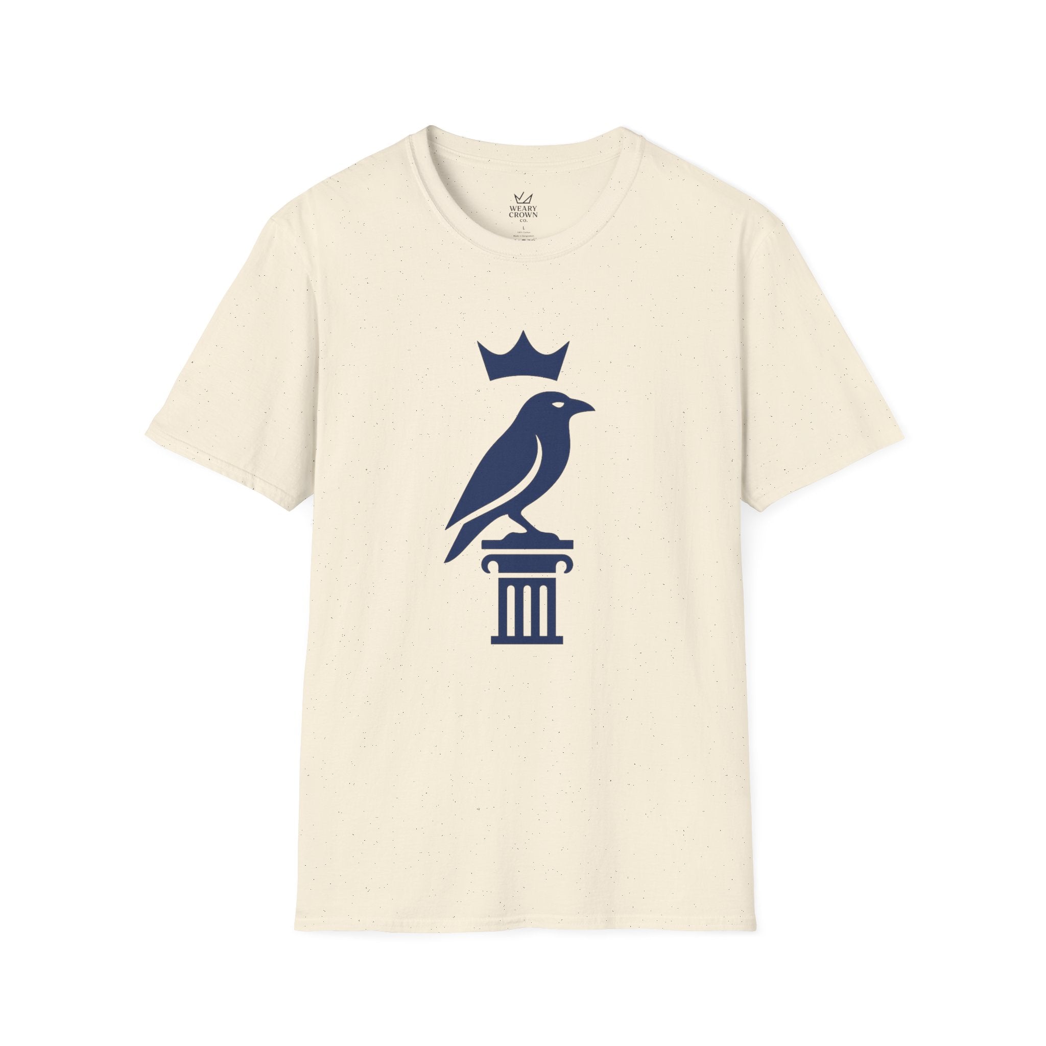 Crowned Raven Pillar Tee – Minimal Strategy & Leadership Emblem T‑Shirt