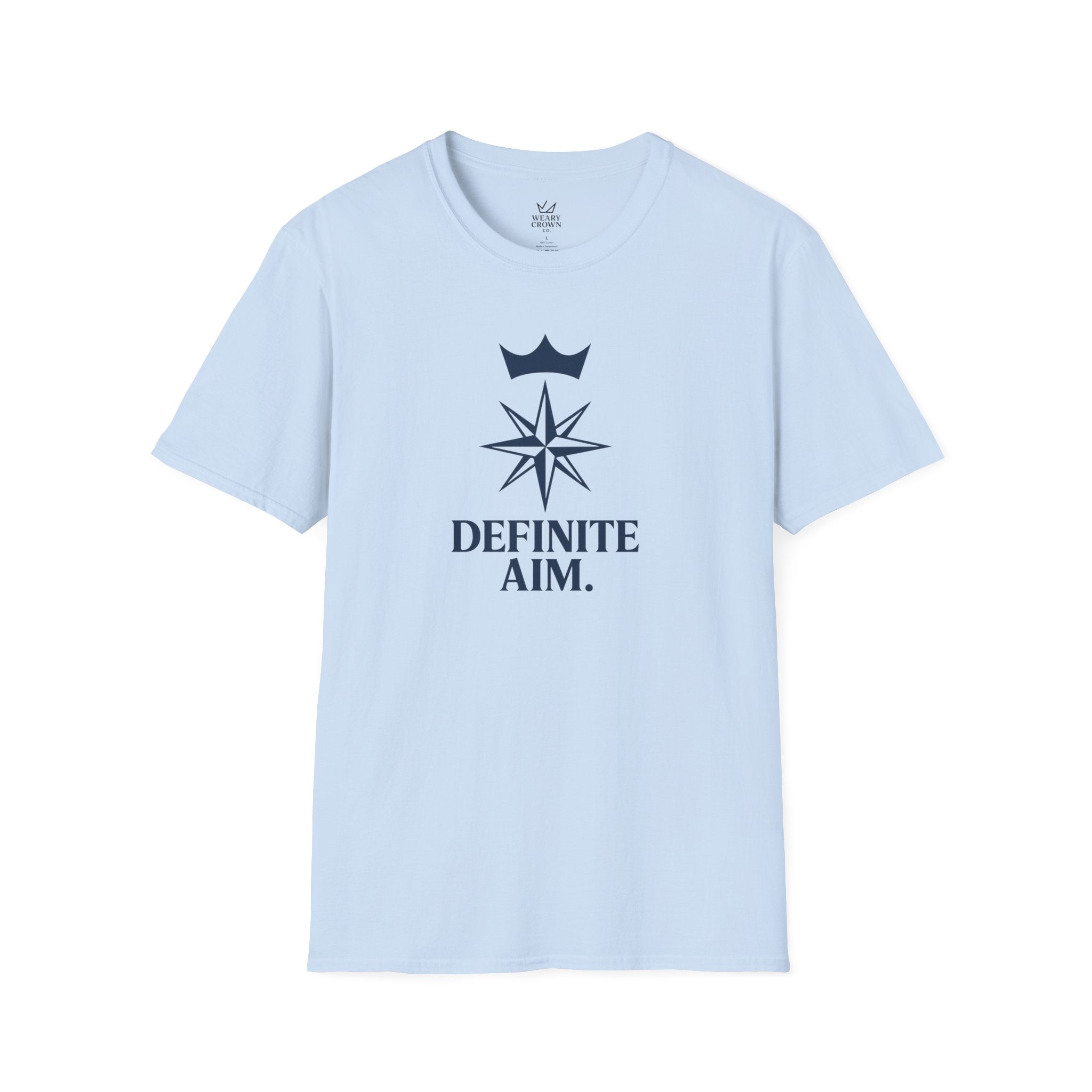 Definite Aim Tee – Crowned Compass Focus Motto T‑Shirt