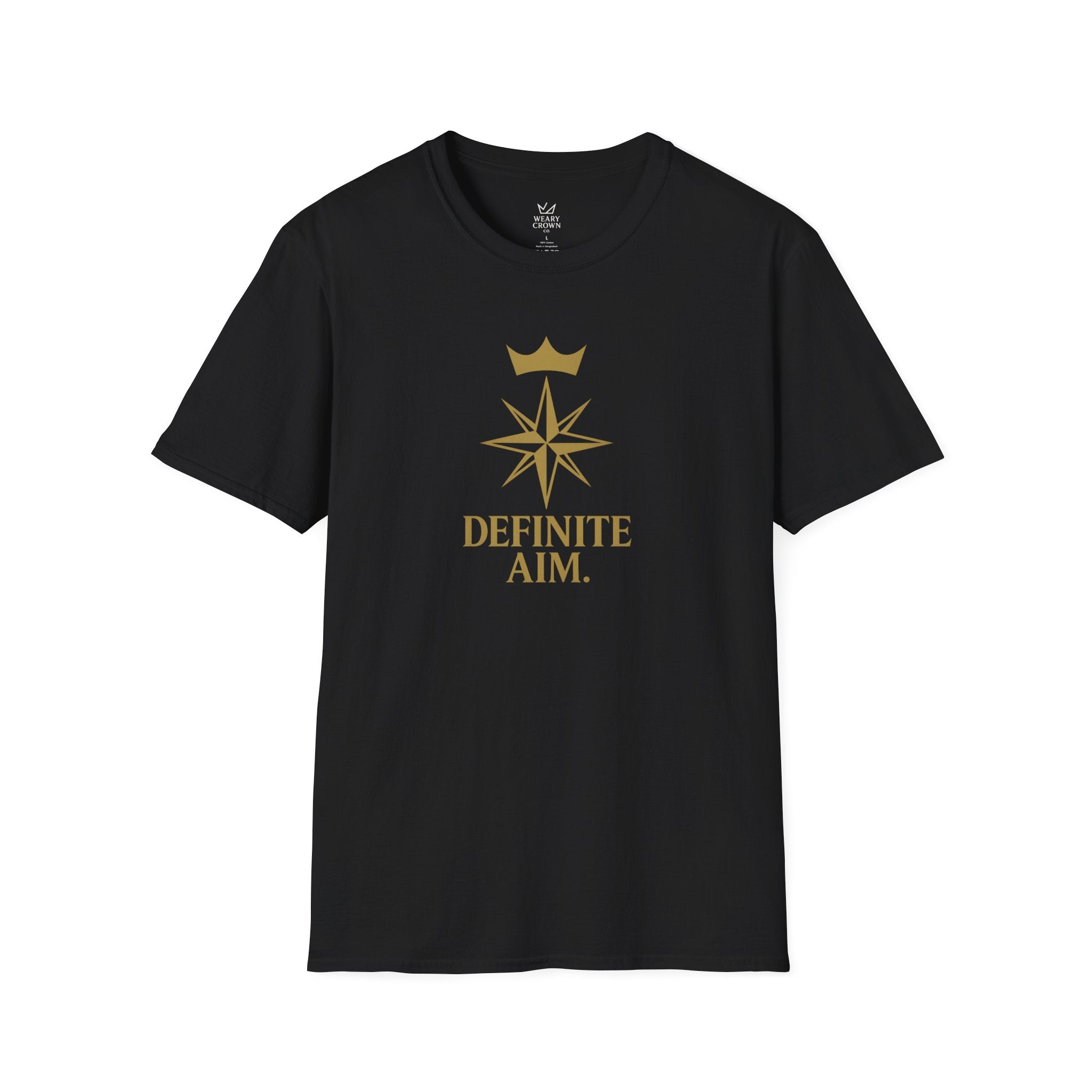 Definite Aim Tee – Crowned Compass Focus Motto T‑Shirt