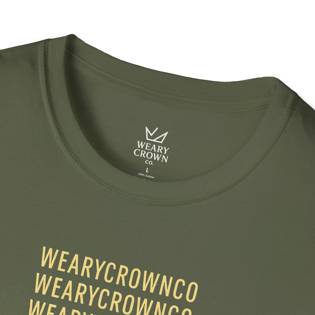 WearyCrownCo Repeat Wordmark Tee – Minimal Crown Signature T‑Shirt