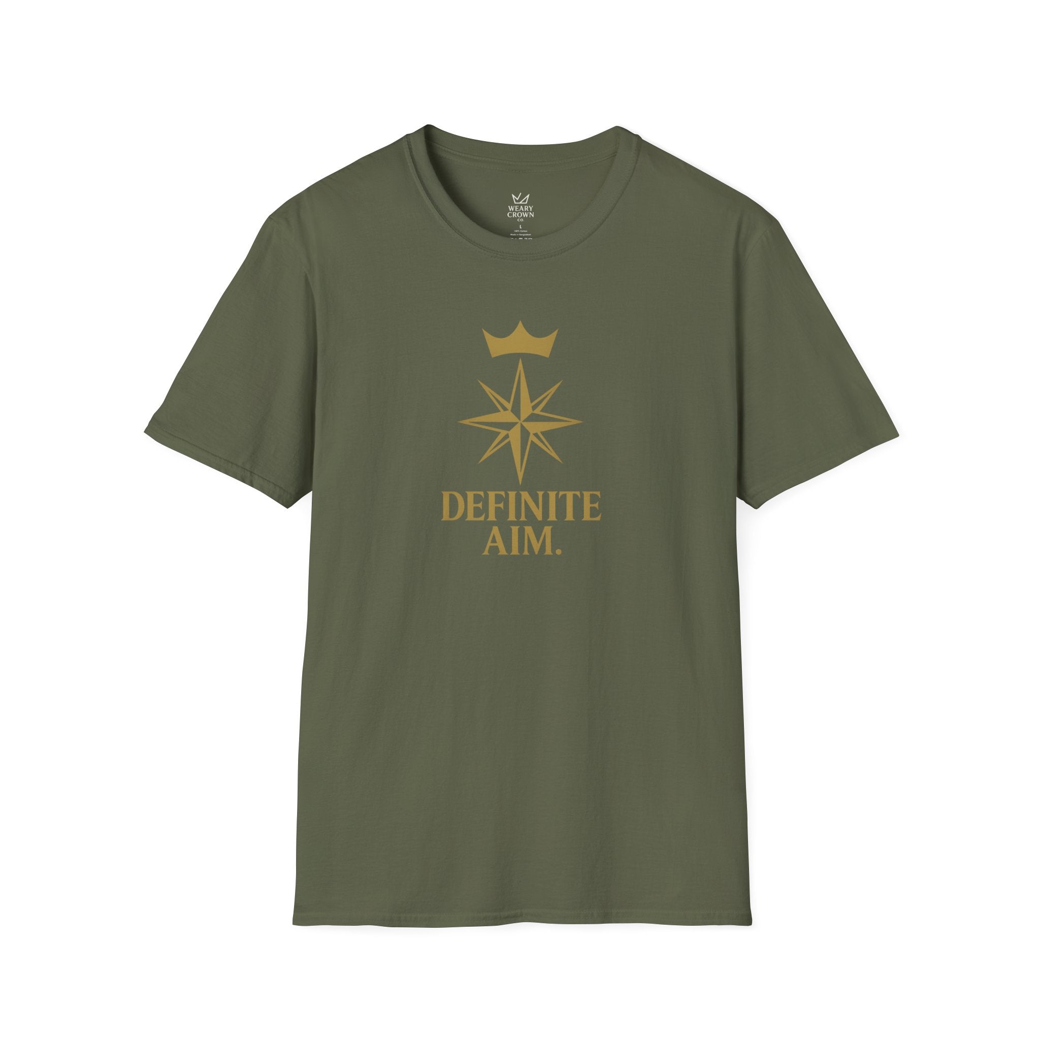 Definite Aim Tee – Crowned Compass Focus Motto T‑Shirt