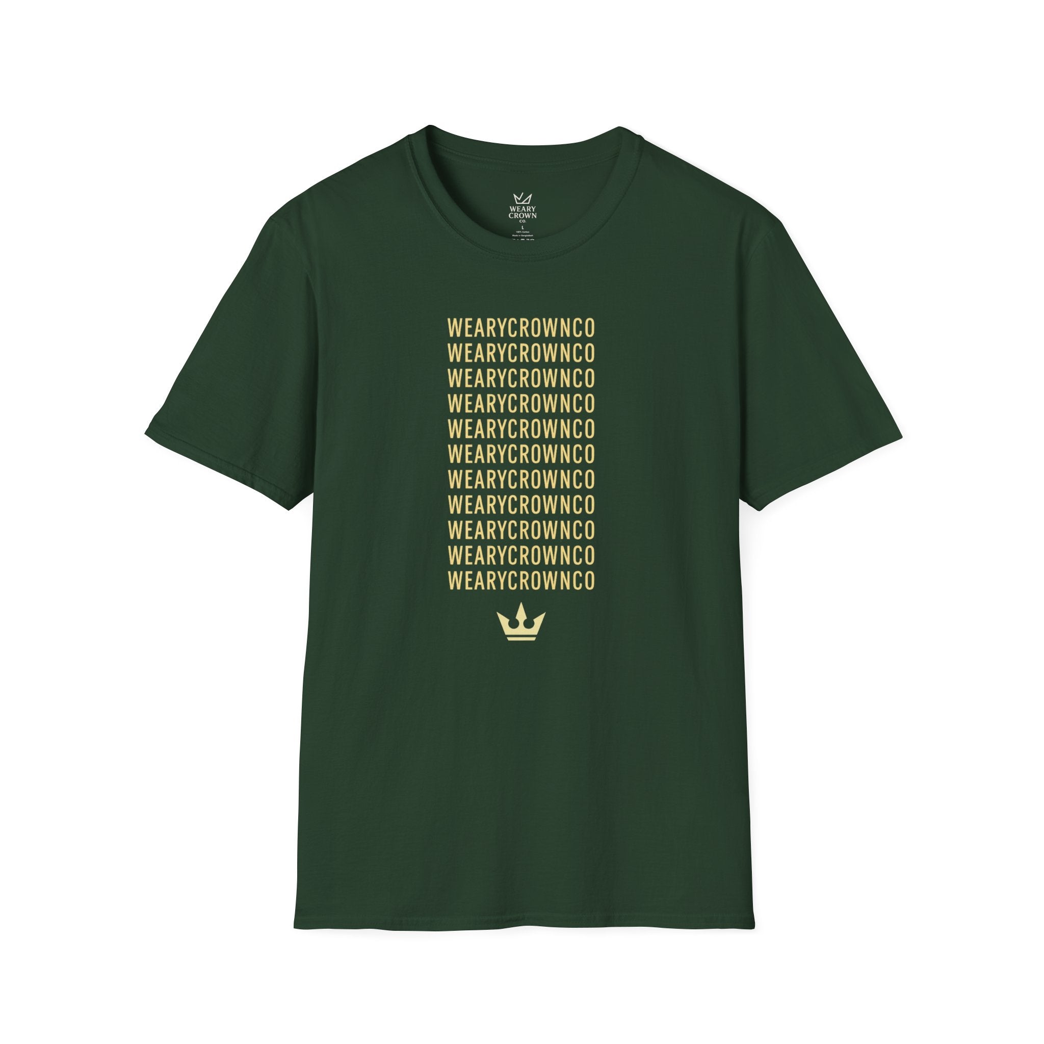 WearyCrownCo Repeat Wordmark Tee – Minimal Crown Signature T‑Shirt