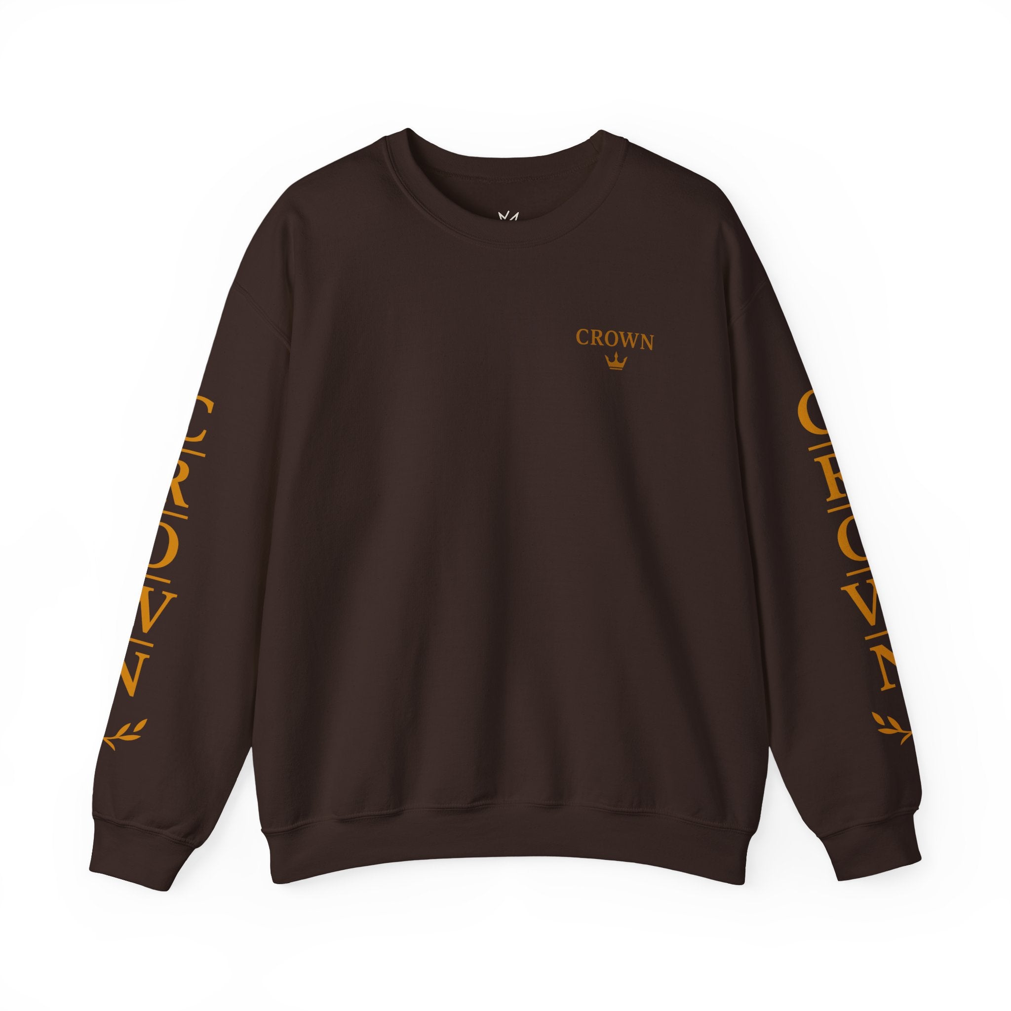 Crown Logo Crewneck Sweatshirt — Black & Gold Sleeve Graphic