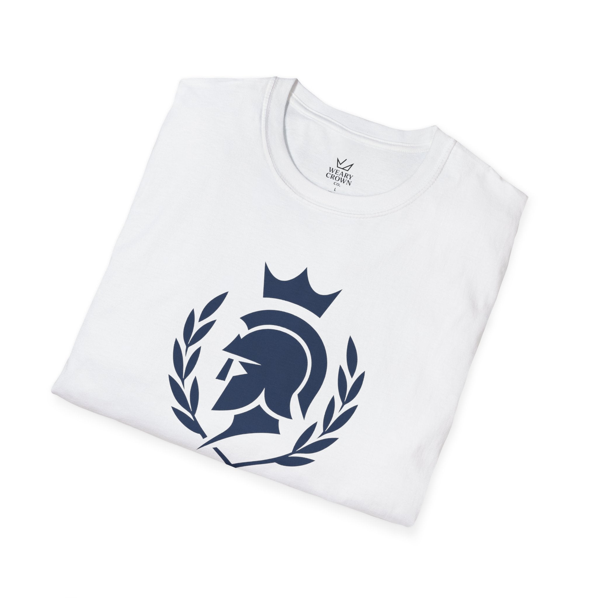 Crowned Spartan Laurel Crest Tee – Minimal Warrior Emblem T‑Shirt