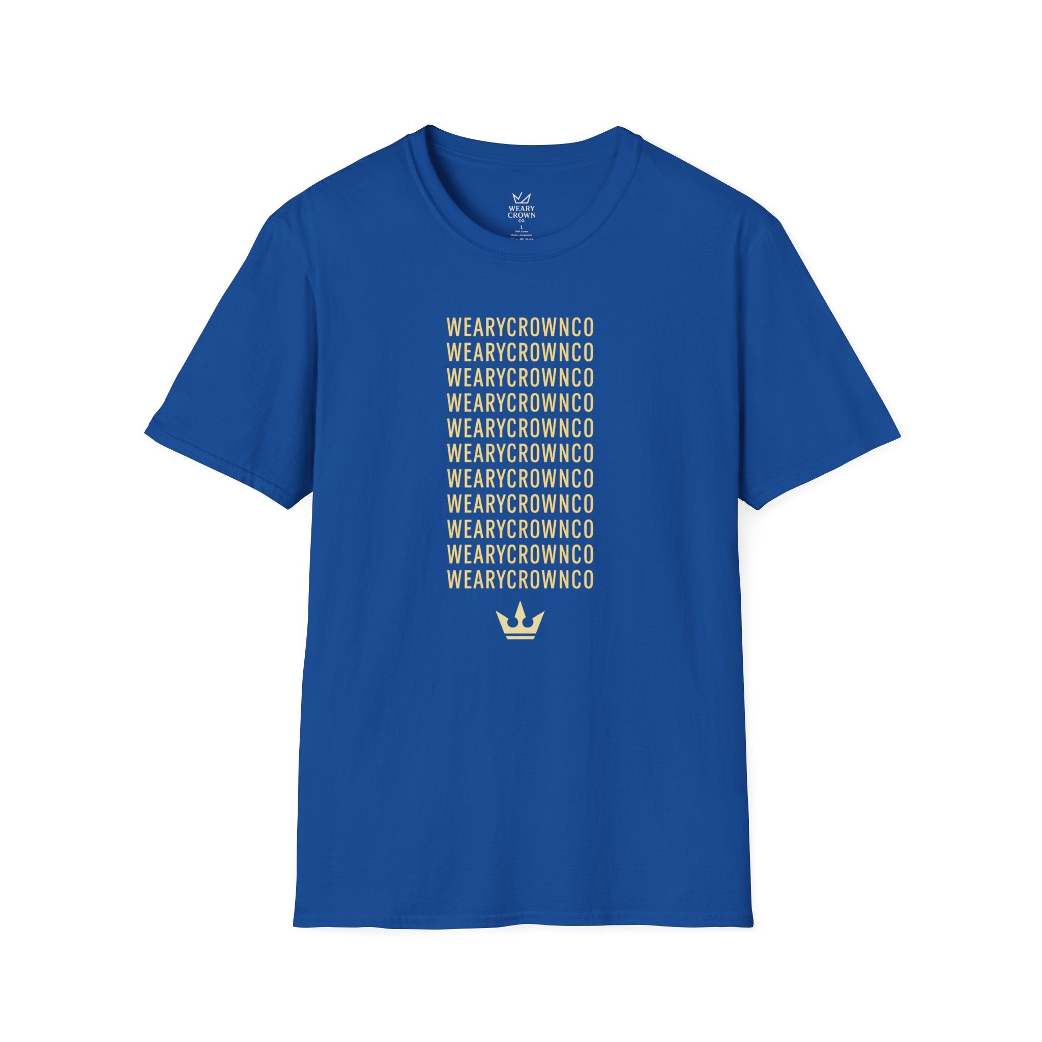 WearyCrownCo Repeat Wordmark Tee – Minimal Crown Signature T‑Shirt