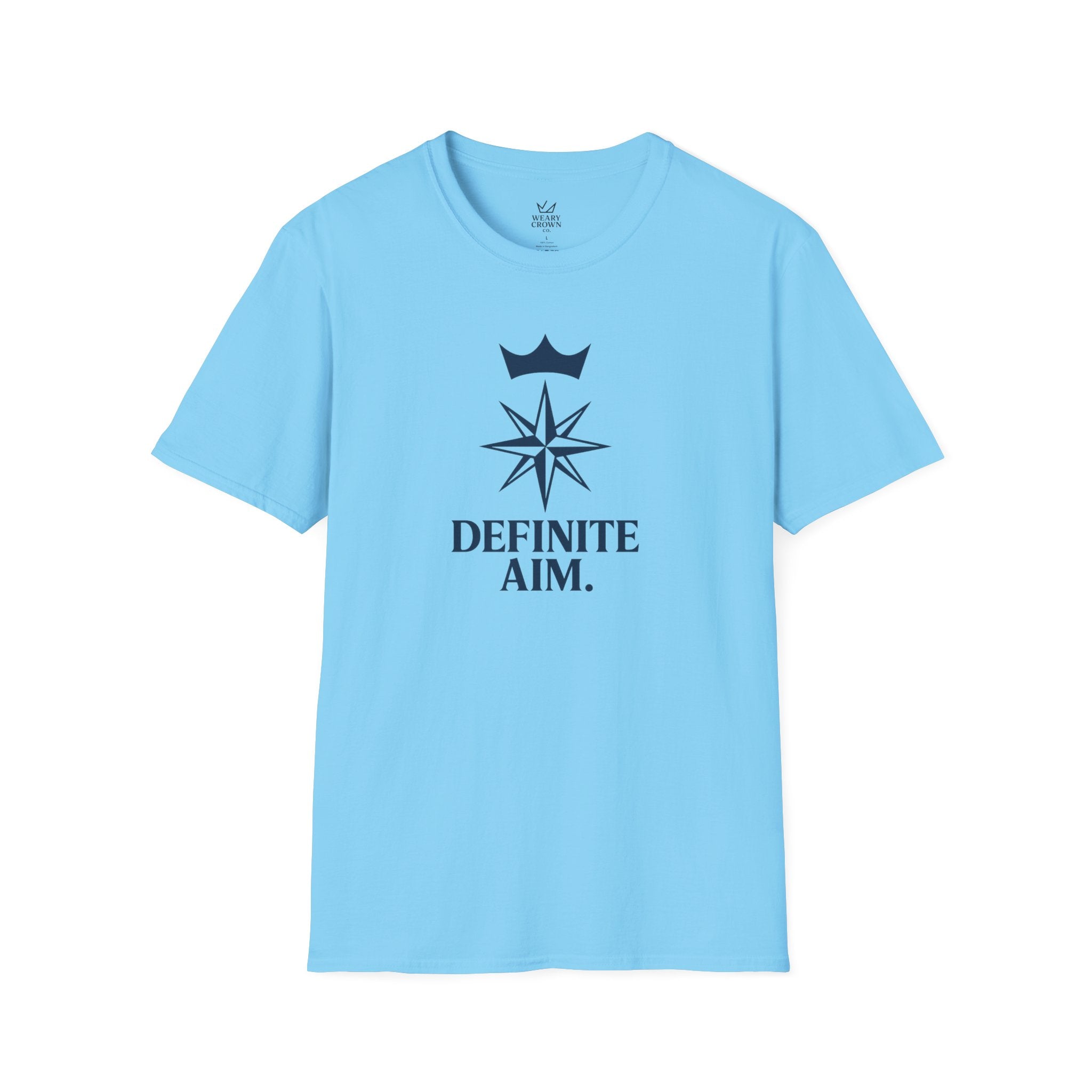 Definite Aim Tee – Crowned Compass Focus Motto T‑Shirt