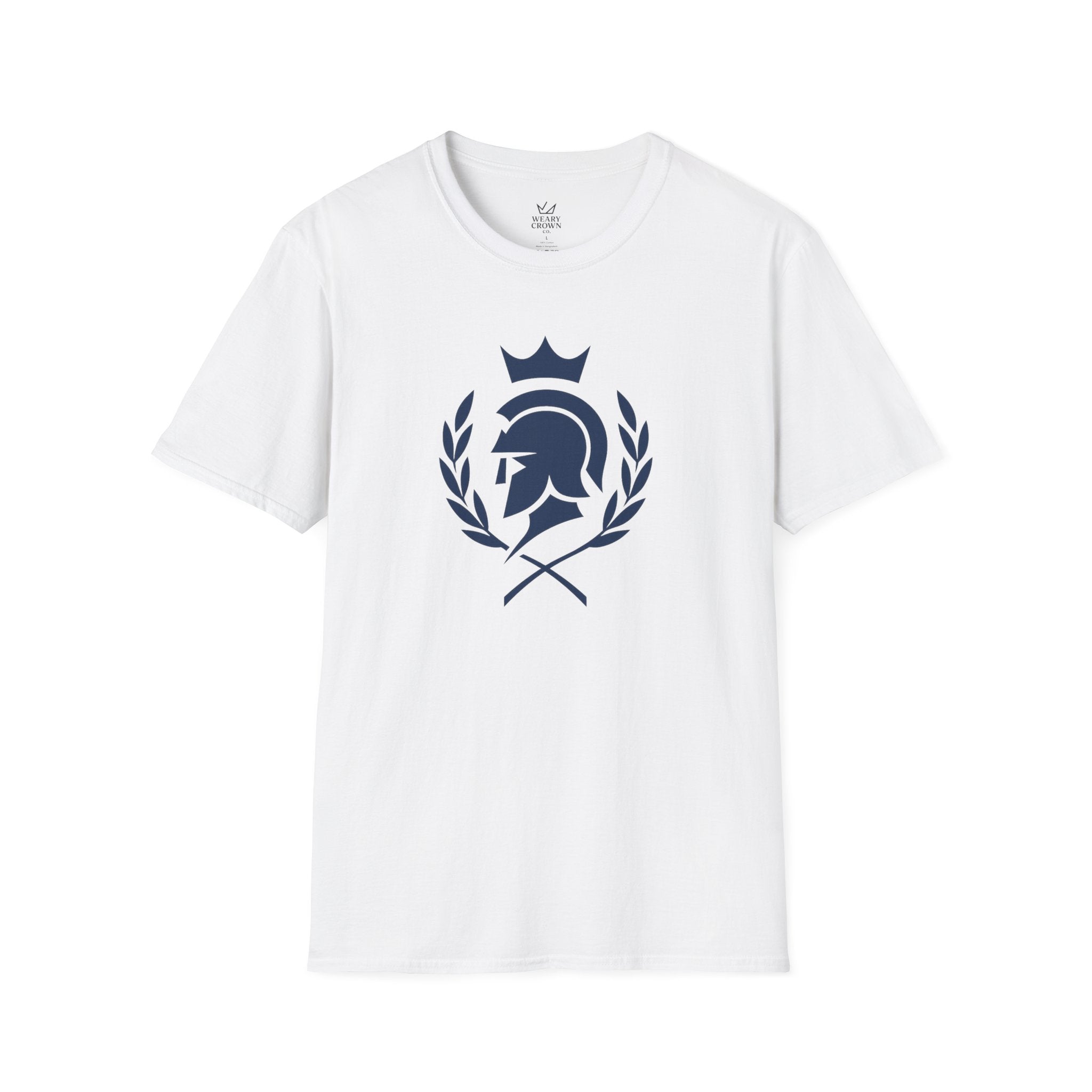 Crowned Spartan Laurel Crest Tee – Minimal Warrior Emblem T‑Shirt