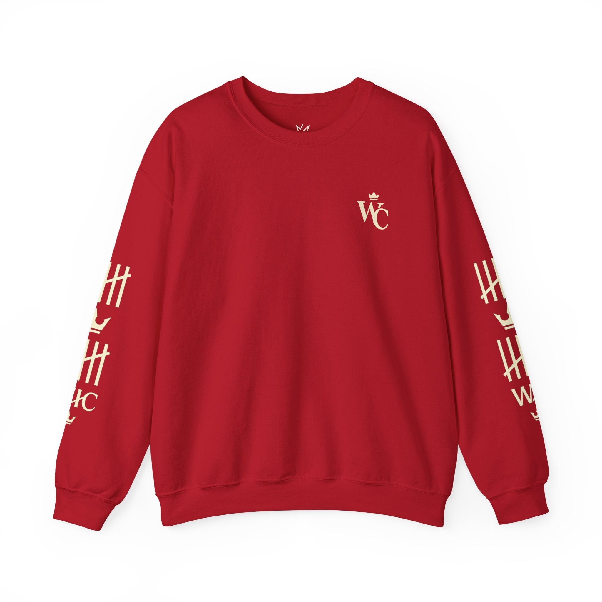 Crewneck Sweatshirt — WC Crown Logo & Tally Sleeve Graphic