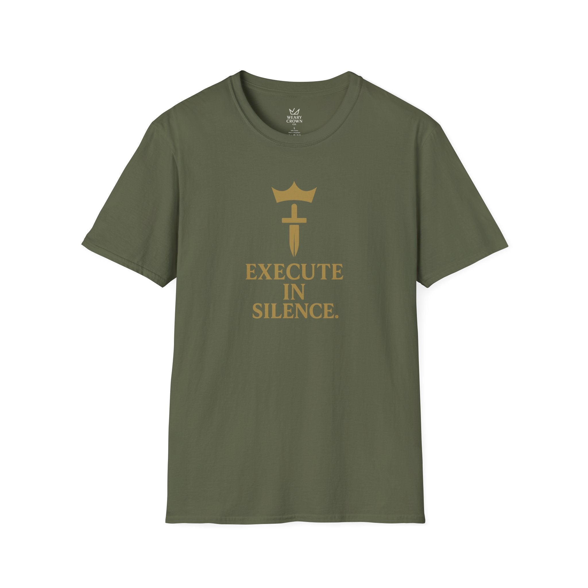 Execute in Silence Tee – Crown & Blade Discipline Motto T‑Shirt