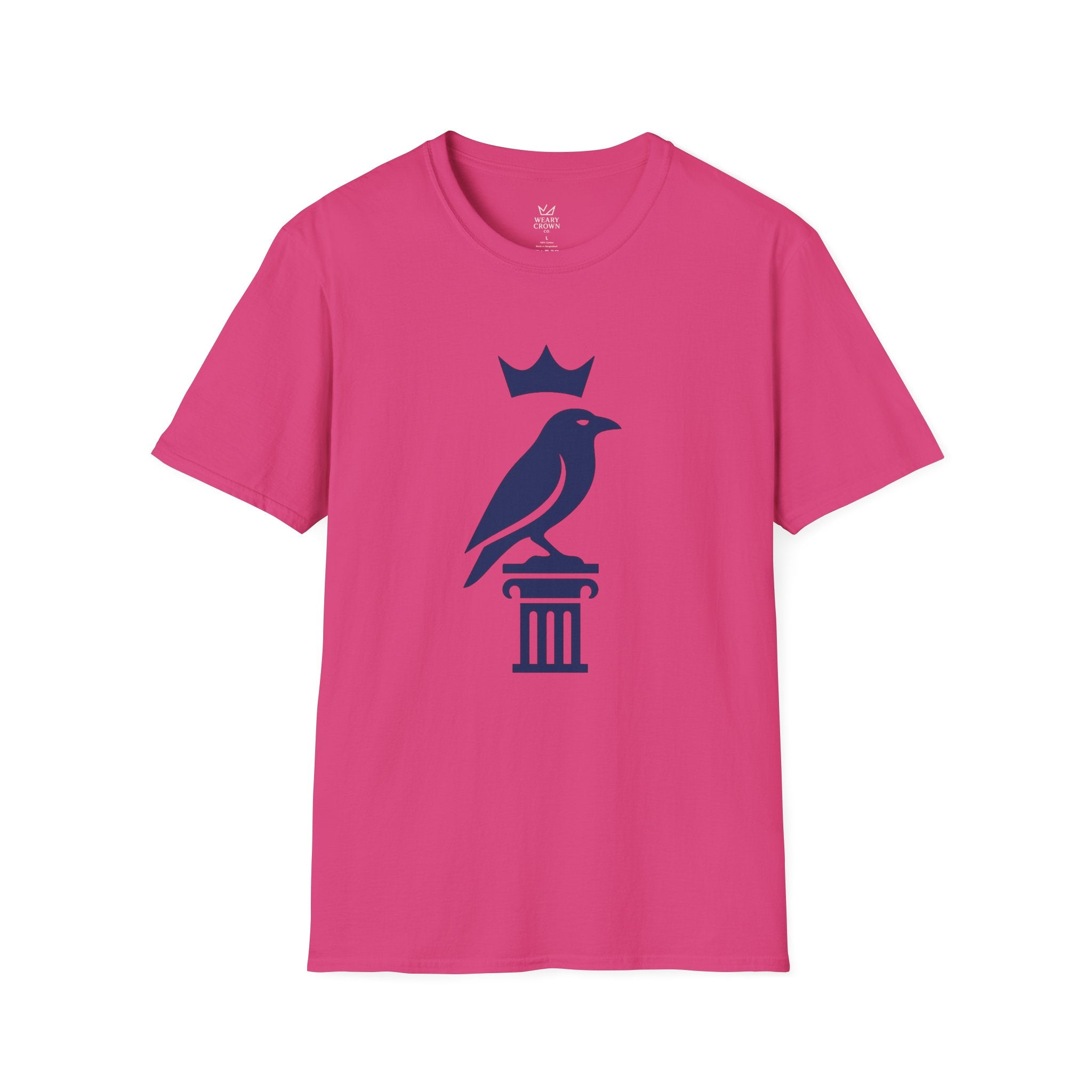 Crowned Raven Pillar Tee – Minimal Strategy & Leadership Emblem T‑Shirt
