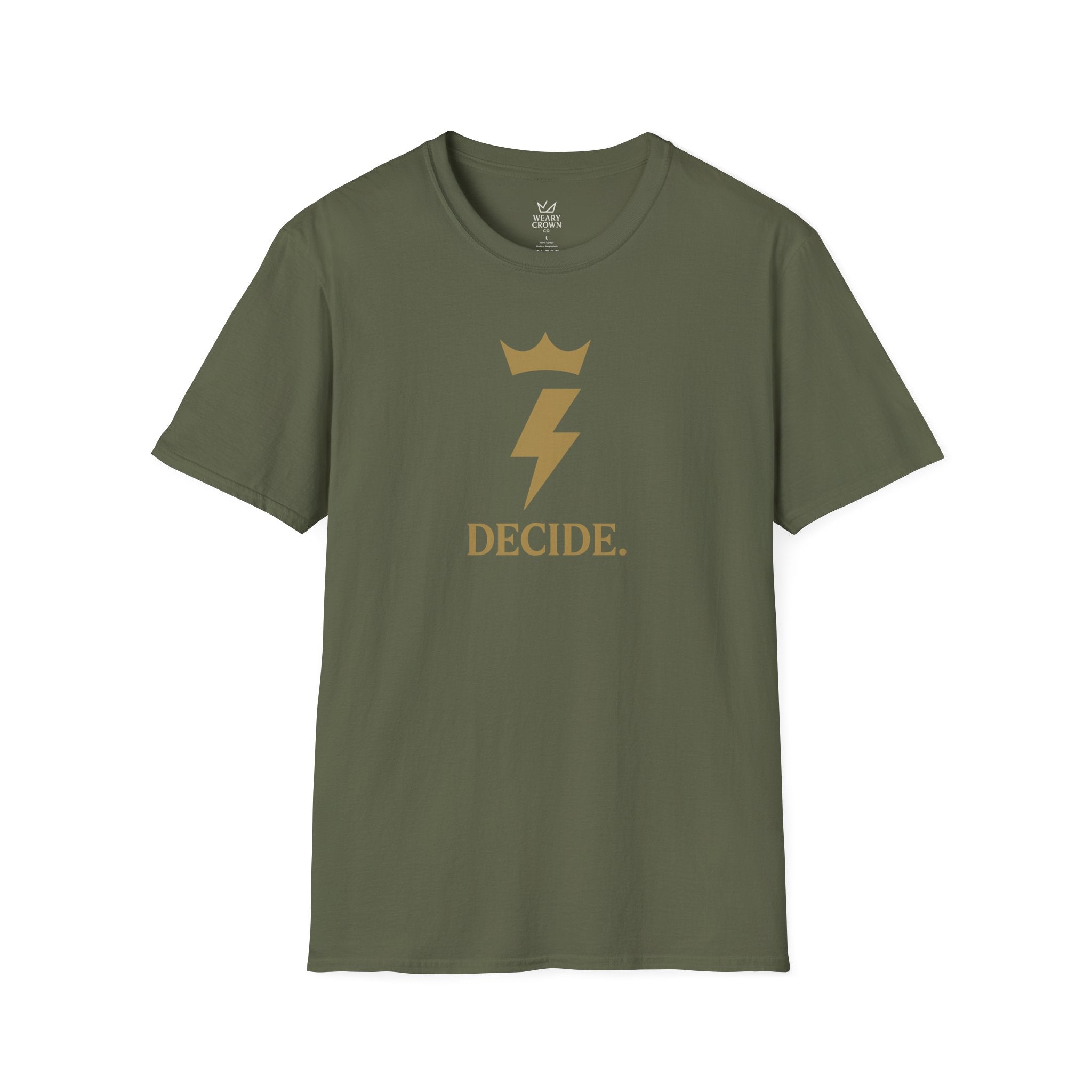 Decide Tee – Crowned Lightning Bolt Focus Motto T‑Shirt