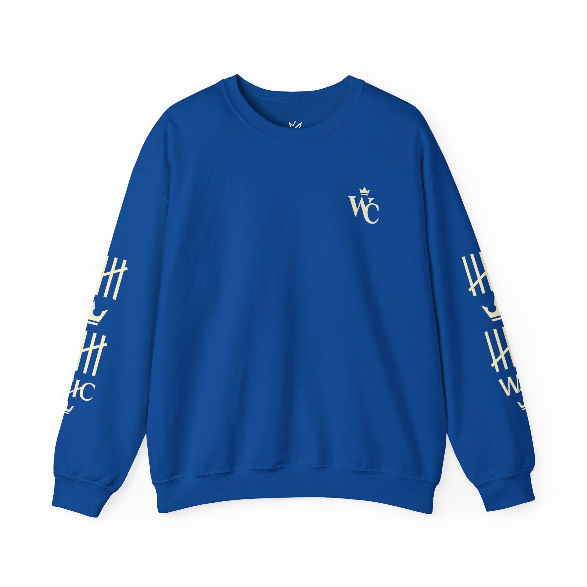 Crewneck Sweatshirt — WC Crown Logo & Tally Sleeve Graphic