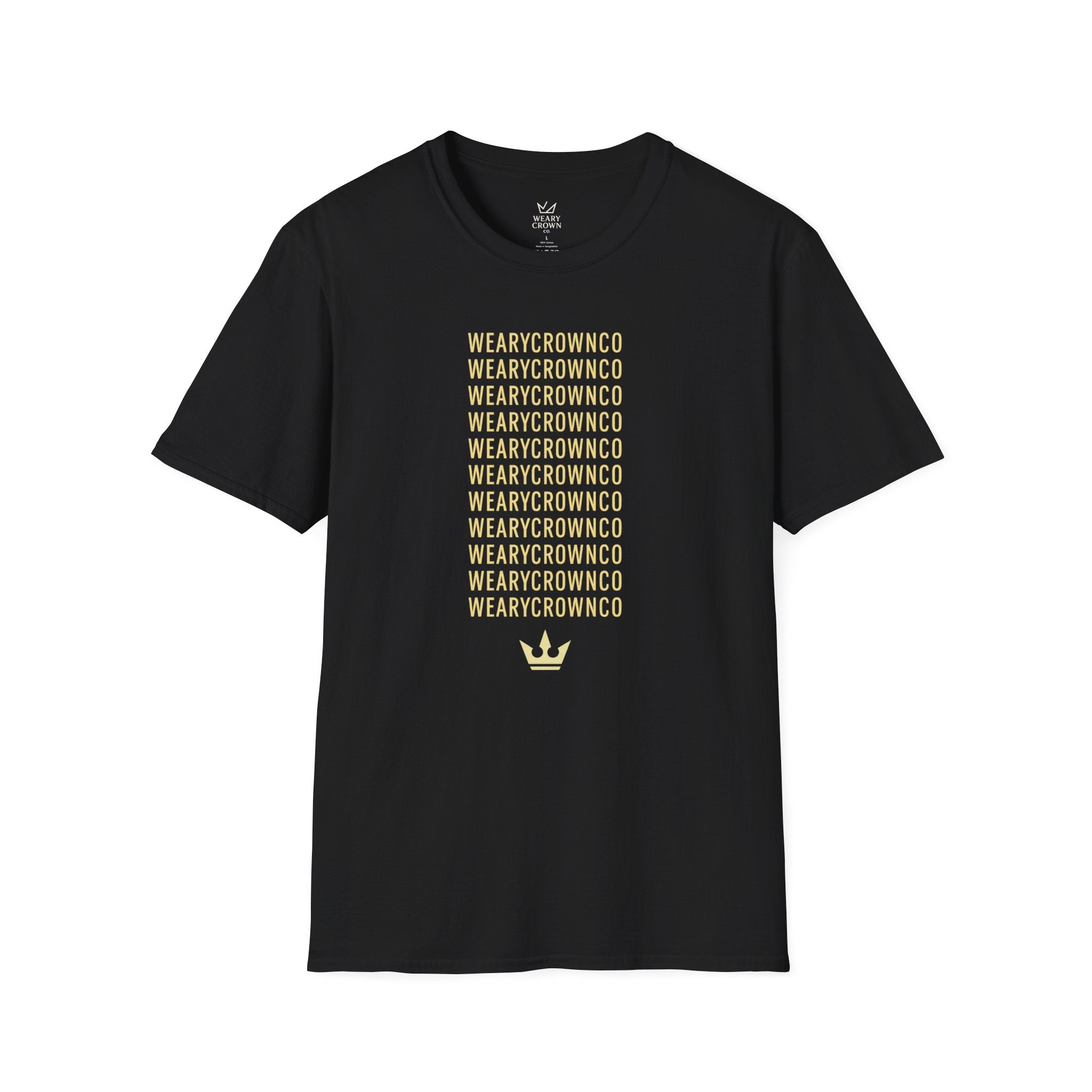 WearyCrownCo Repeat Wordmark Tee – Minimal Crown Signature T‑Shirt