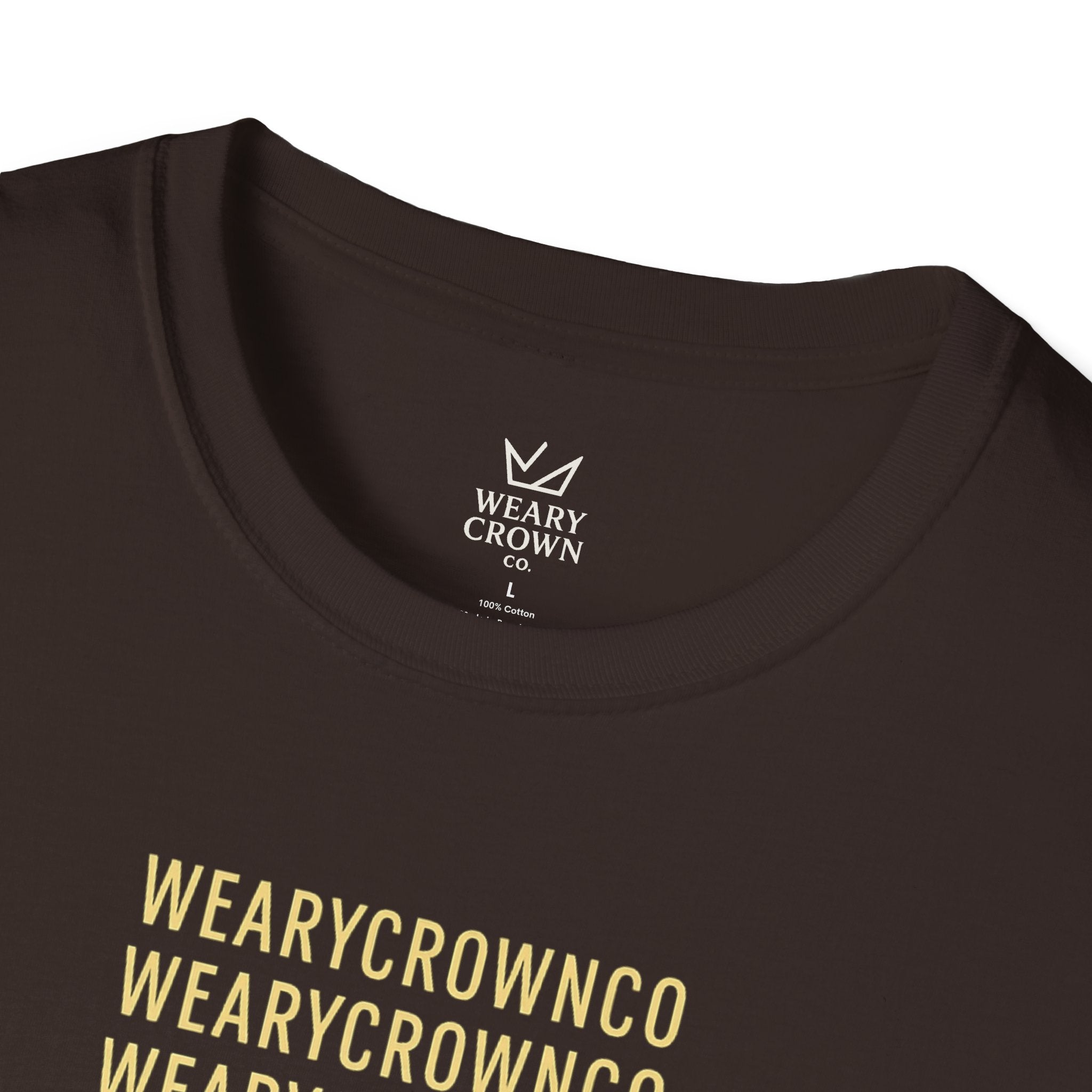 WearyCrownCo Repeat Wordmark Tee – Minimal Crown Signature T‑Shirt