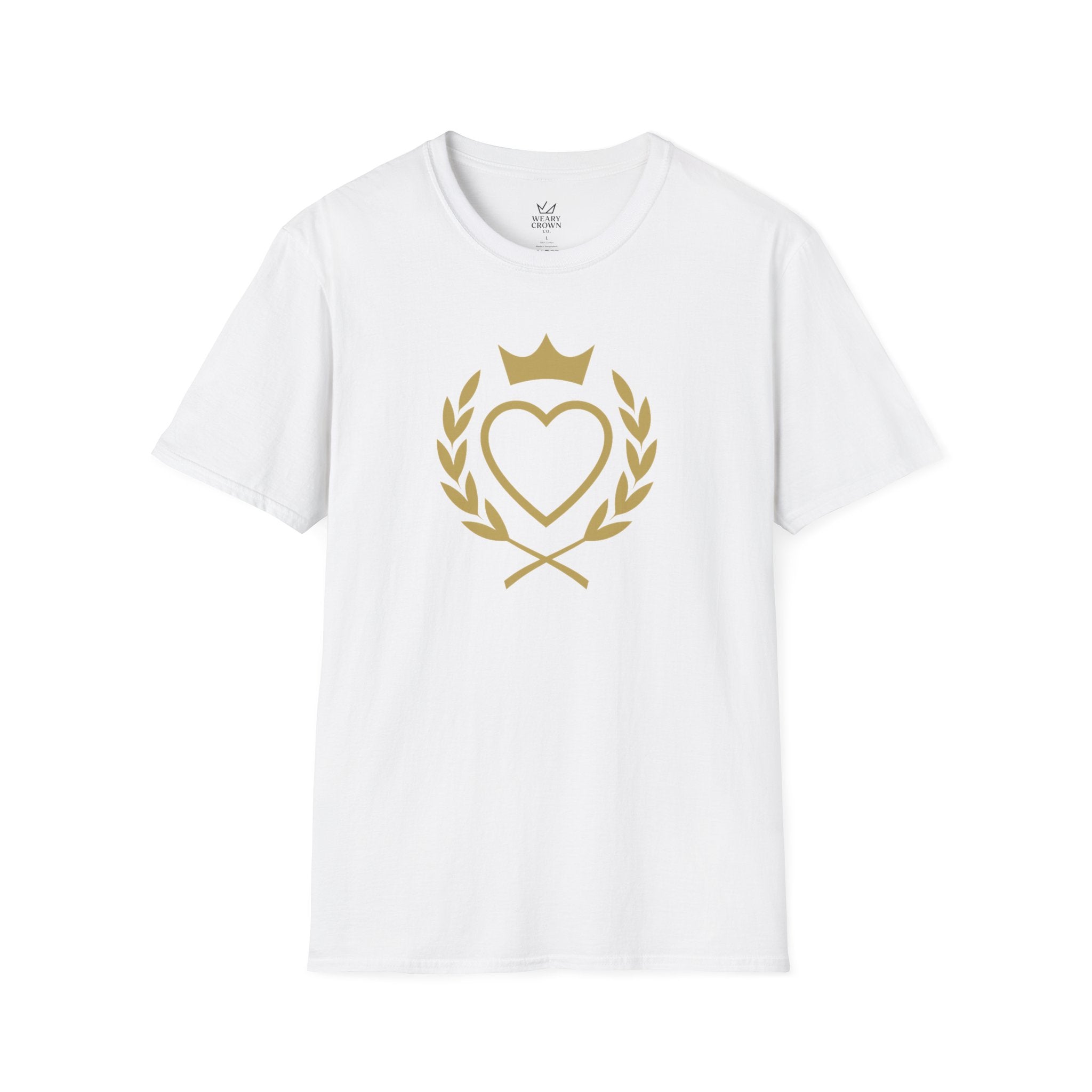 Crowned Heart Laurel Tee – Minimal Loyalty & Leadership Crest T‑Shirt