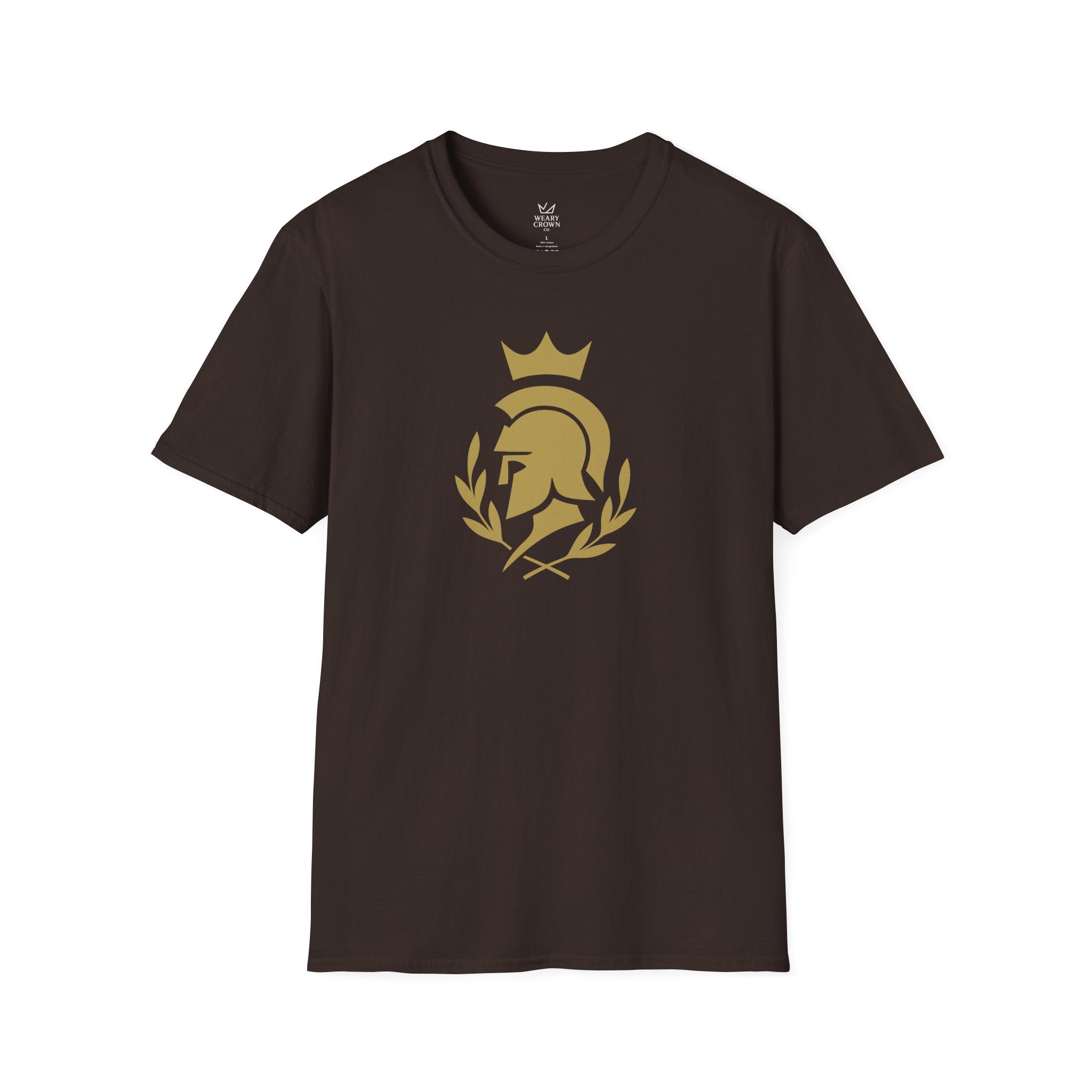 Warrior Crest Tee – Crowned Helmet Laurel T‑Shirt