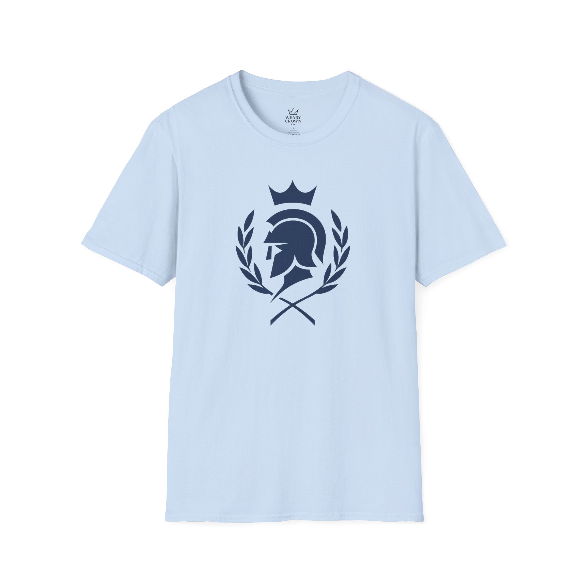 Crowned Spartan Laurel Crest Tee – Minimal Warrior Emblem T‑Shirt