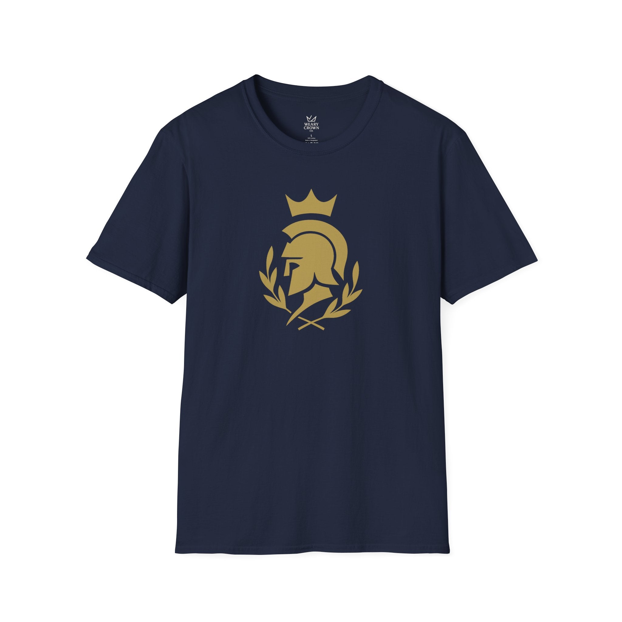 Warrior Crest Tee – Crowned Helmet Laurel T‑Shirt