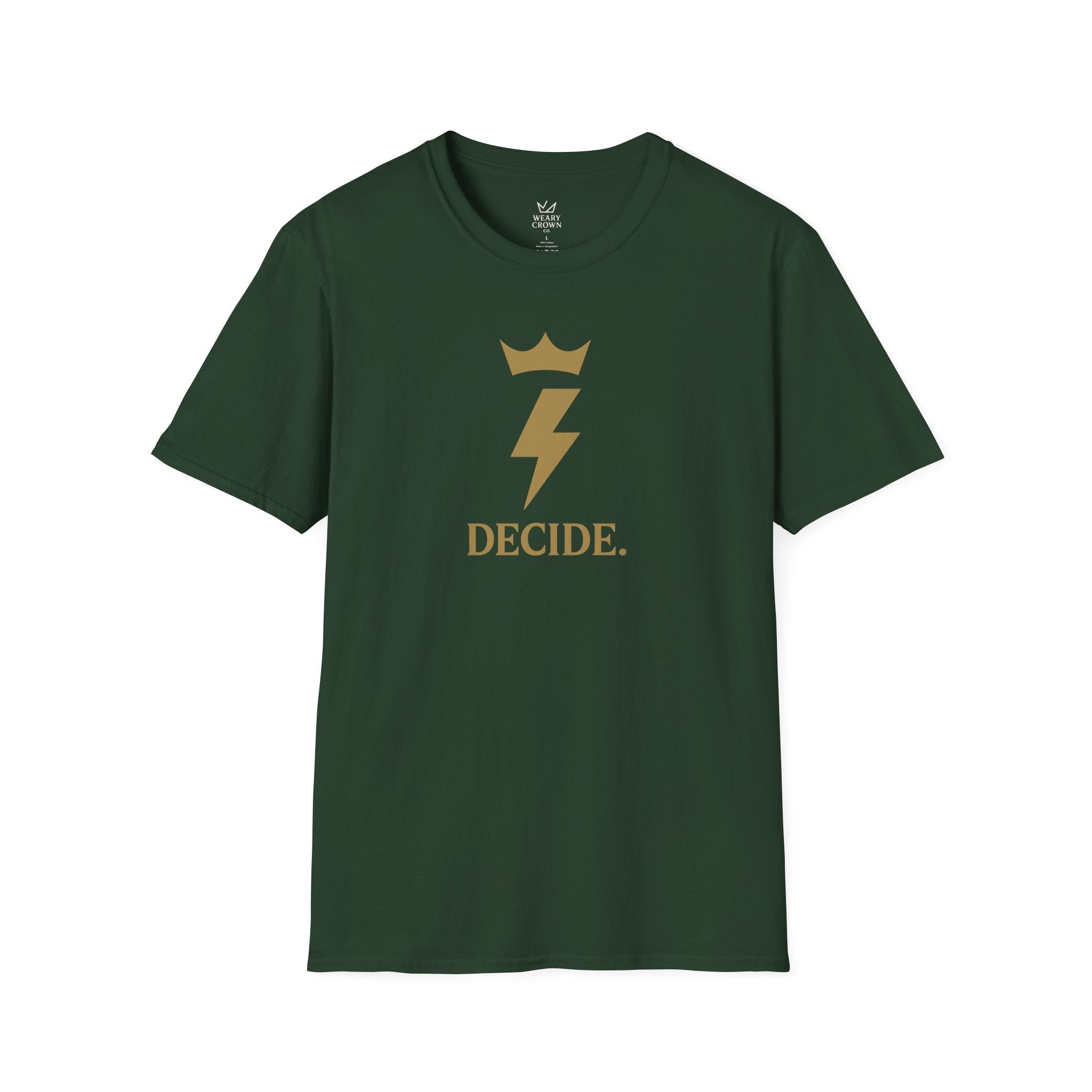 Decide Tee – Crowned Lightning Bolt Focus Motto T‑Shirt