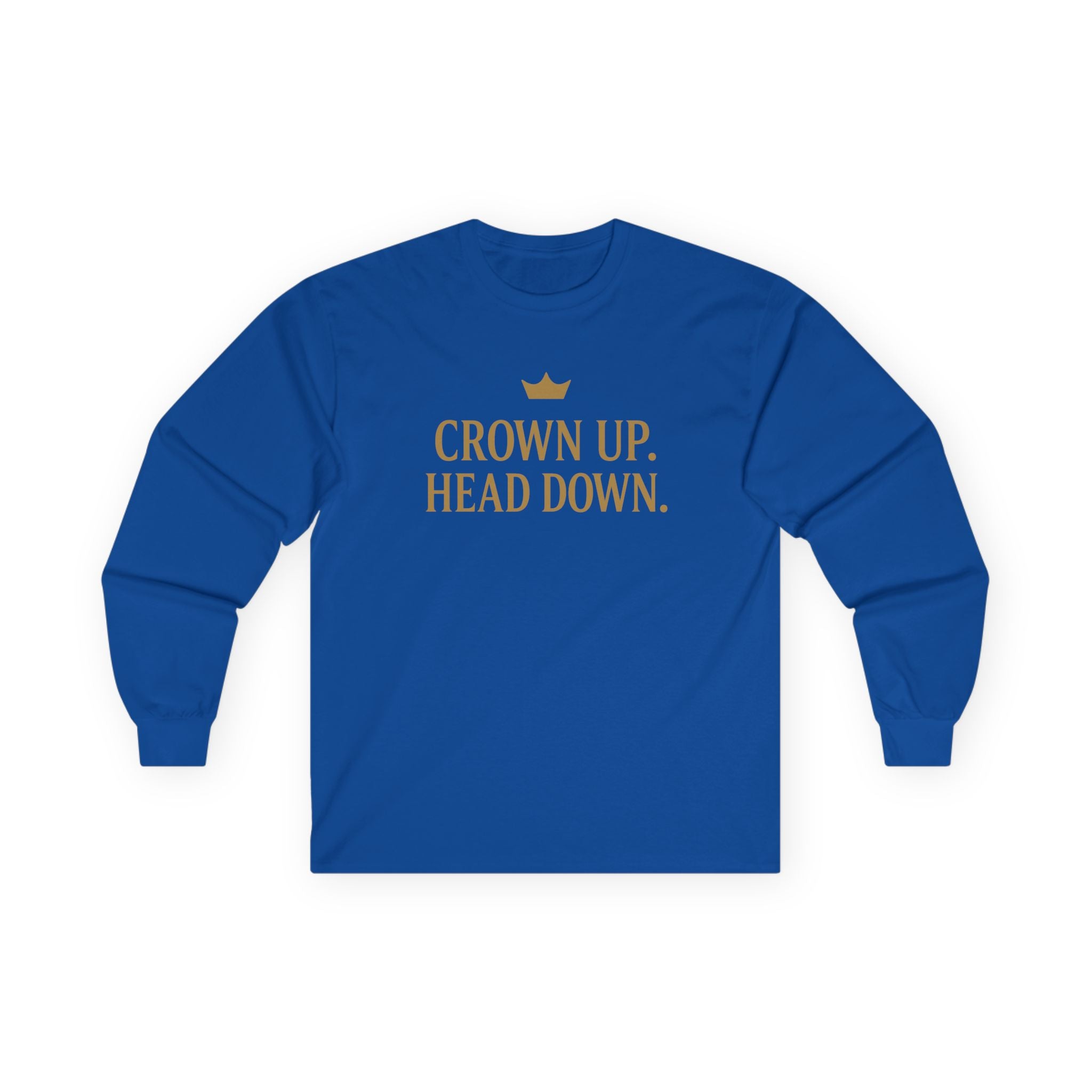 Crown Up. Head Down. – Minimalist Crown Long Sleeve T‑Shirt