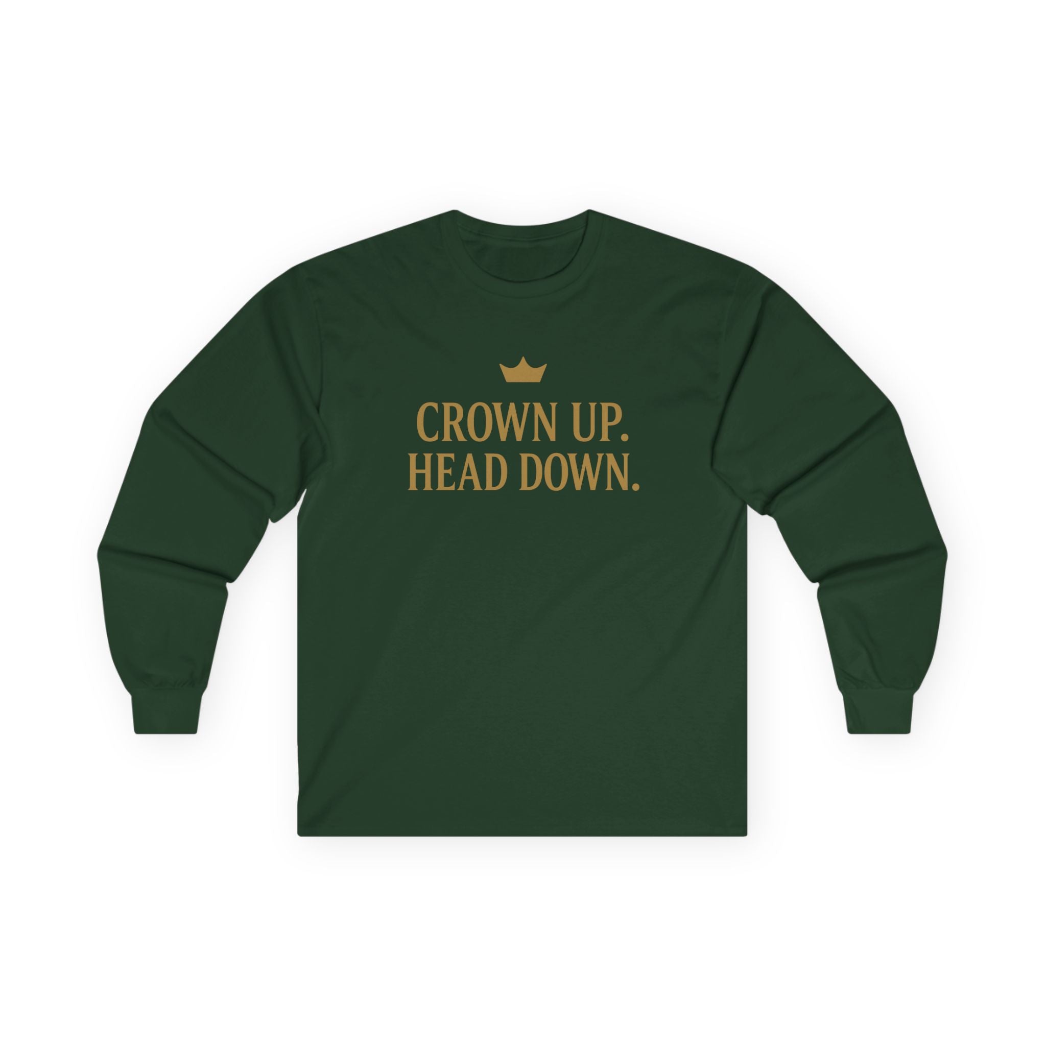 Crown Up. Head Down. – Minimalist Crown Long Sleeve T‑Shirt
