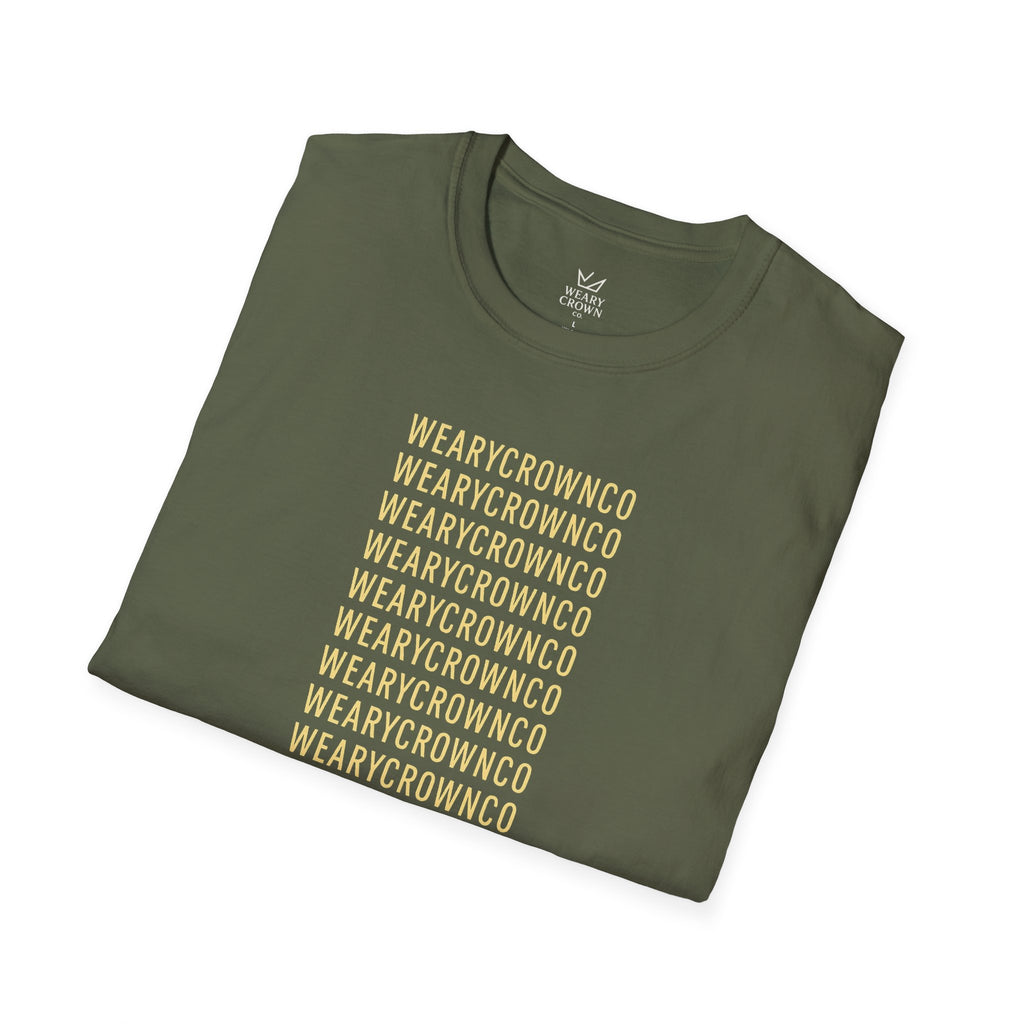 WearyCrownCo Repeat Wordmark Tee – Minimal Crown Signature T‑Shirt