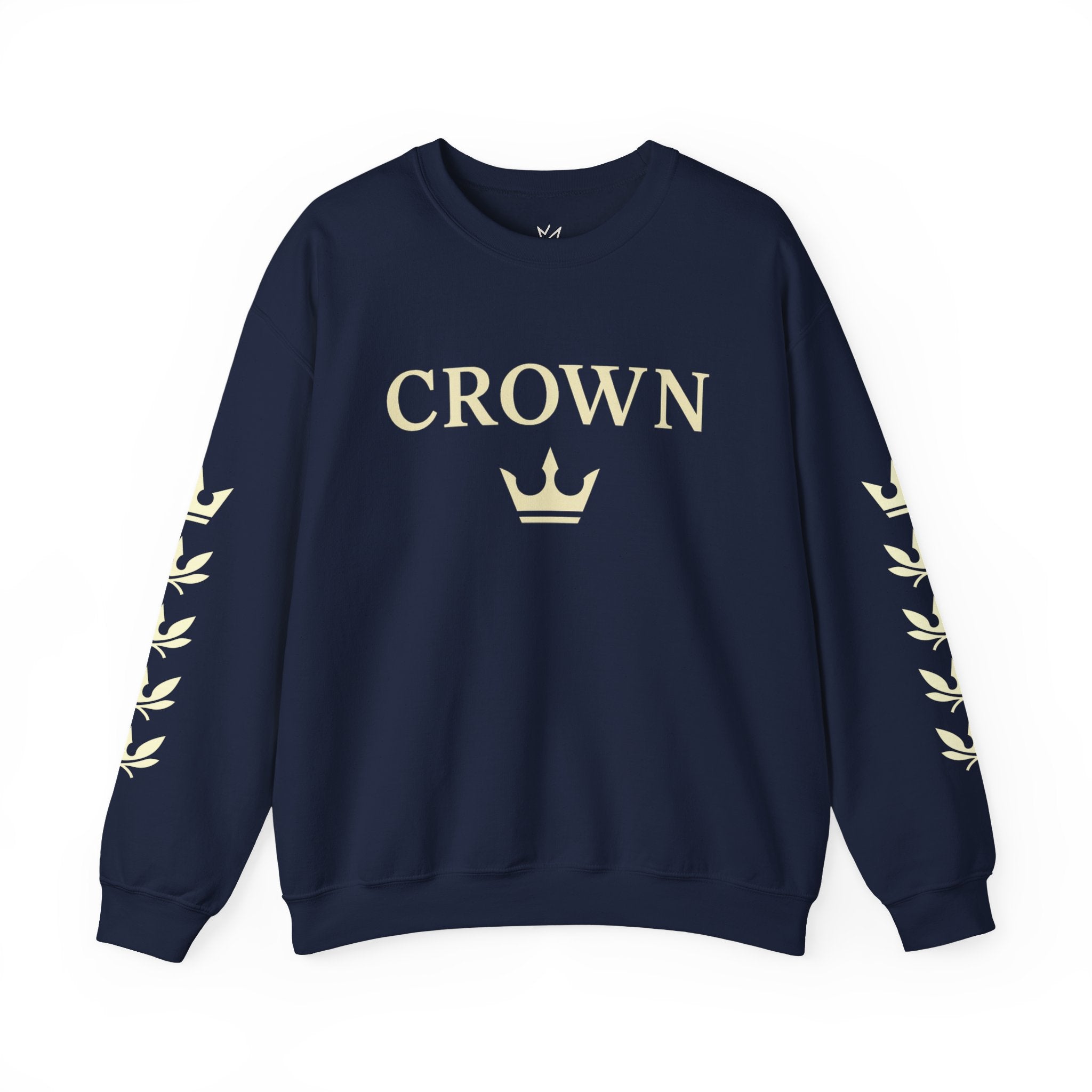 CROWN Statement Crewneck Sweatshirt (Laurel Sleeve Detail)