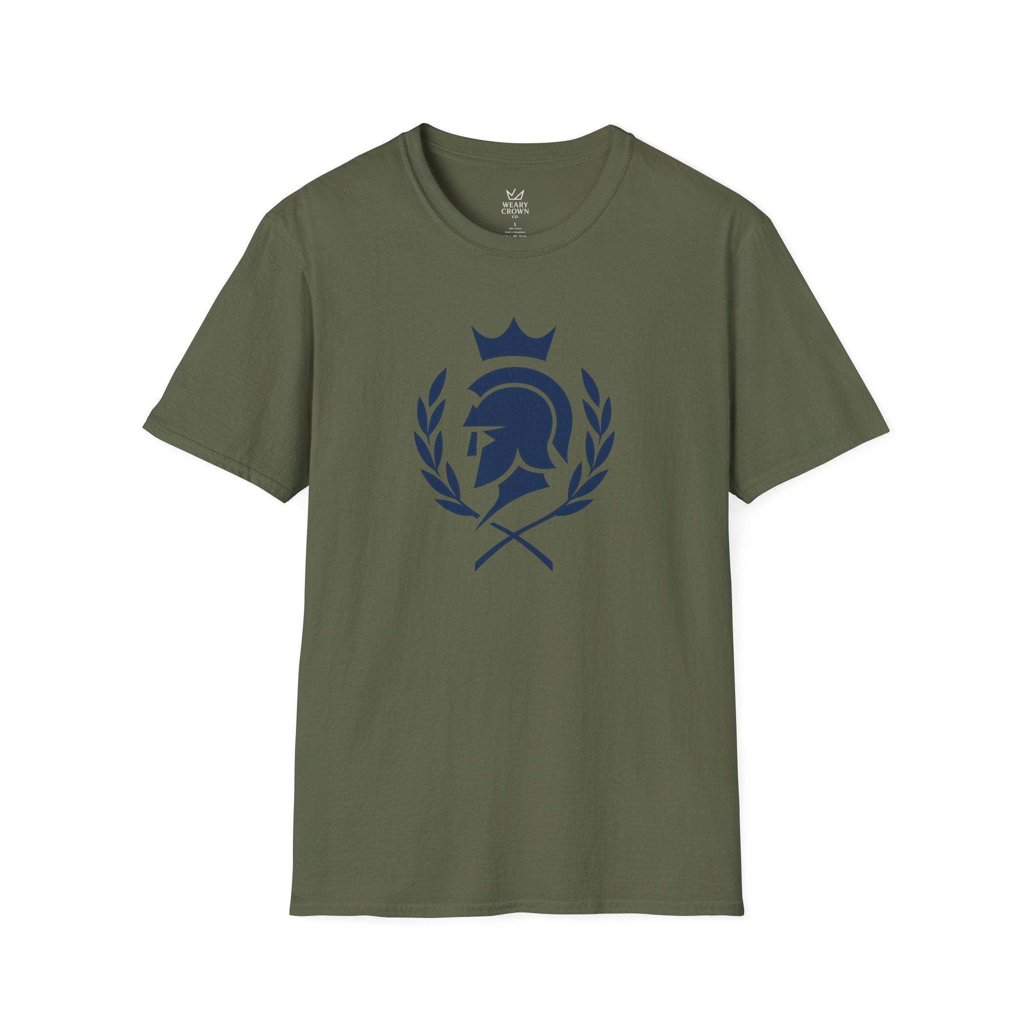 Crowned Spartan Laurel Crest Tee – Minimal Warrior Emblem T‑Shirt