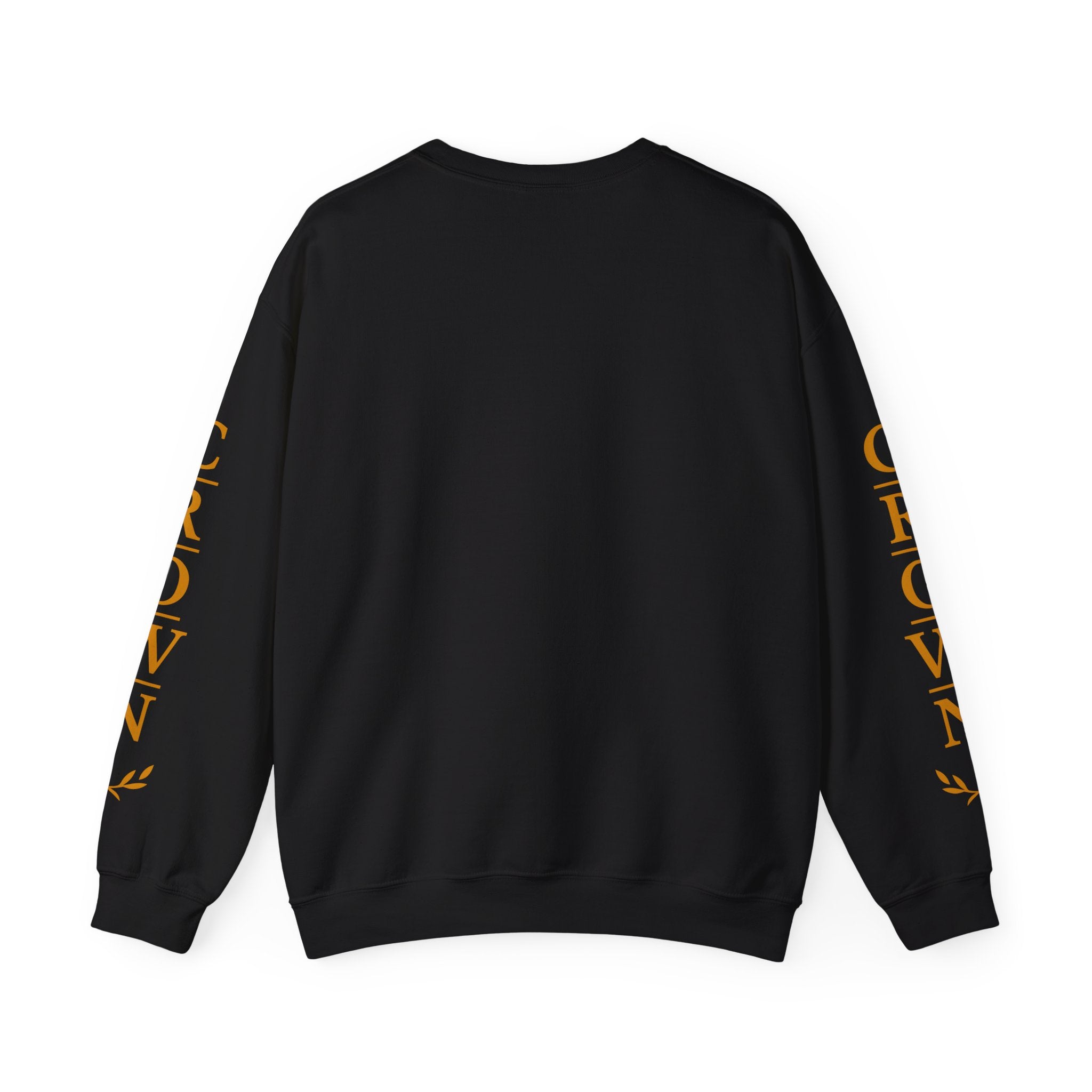 Crown Logo Crewneck Sweatshirt — Black & Gold Sleeve Graphic