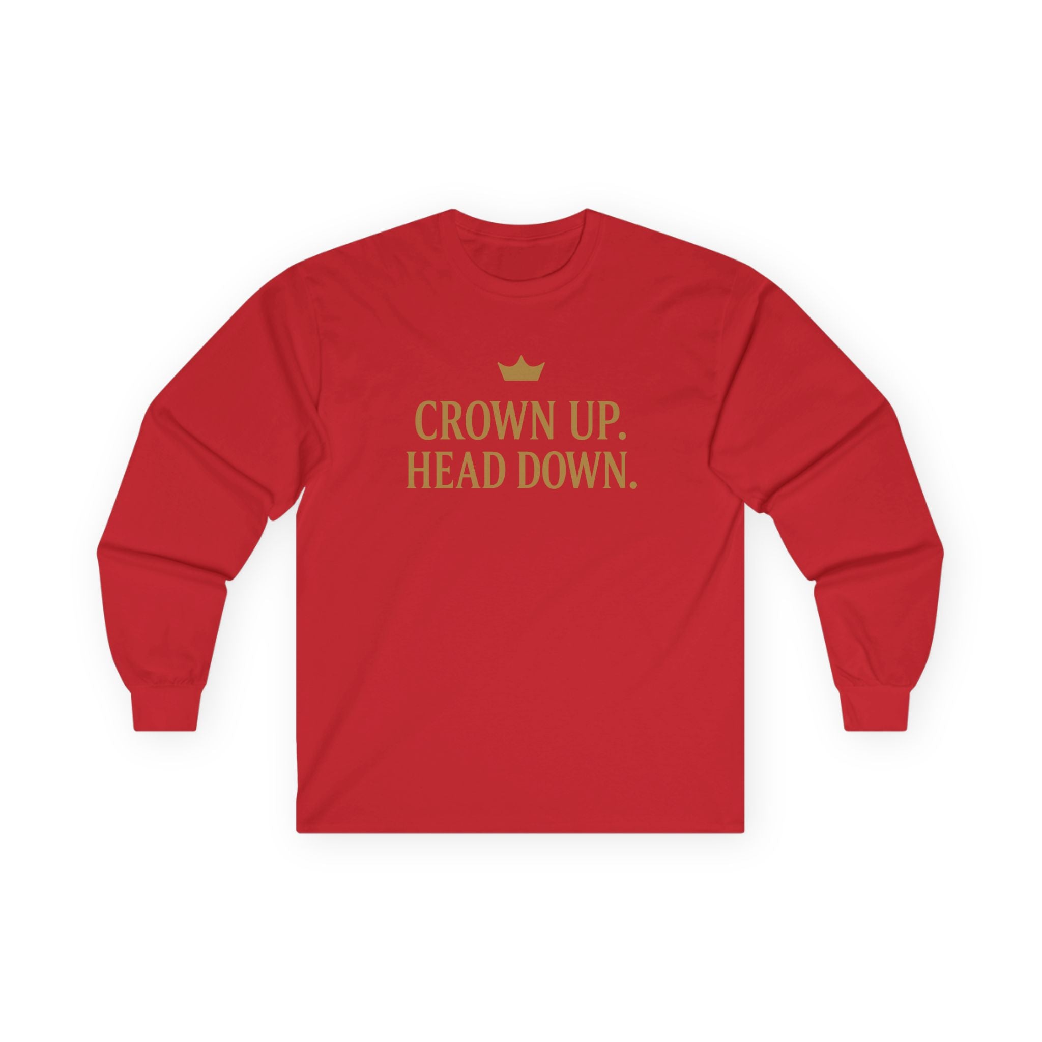 Crown Up. Head Down. – Minimalist Crown Long Sleeve T‑Shirt
