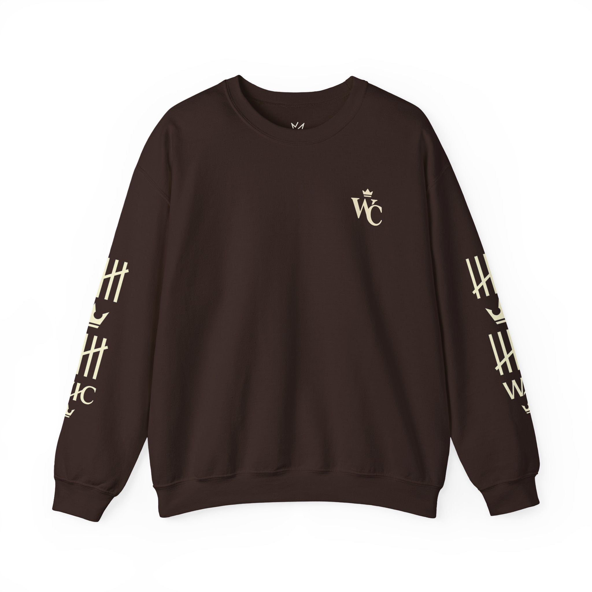 Crewneck Sweatshirt — WC Crown Logo & Tally Sleeve Graphic