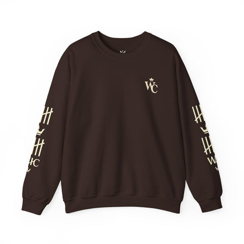 Crewneck Sweatshirt — WC Crown Logo & Tally Sleeve Graphic