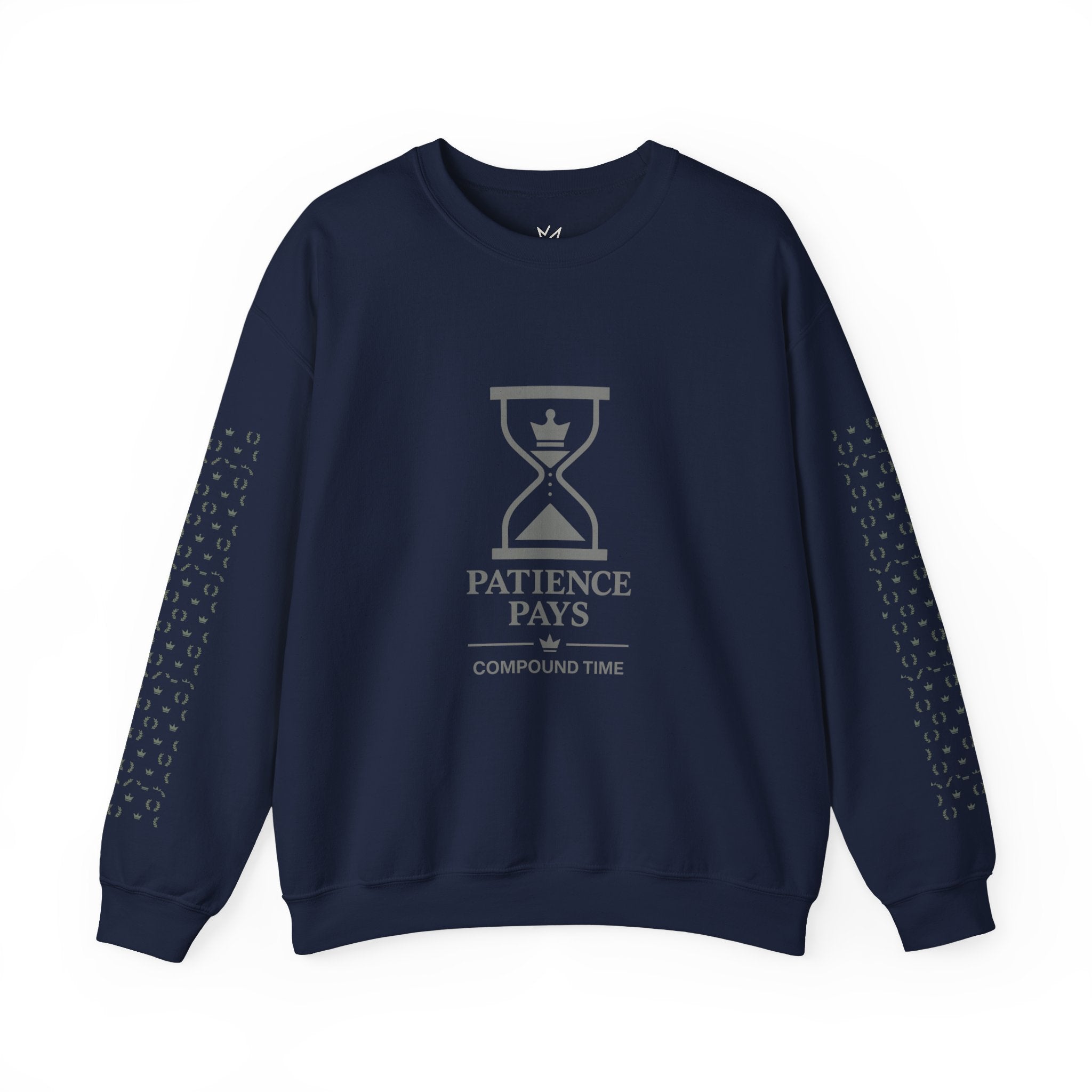 Compound Time Crewneck Sweatshirt — Patience Pays Hourglass