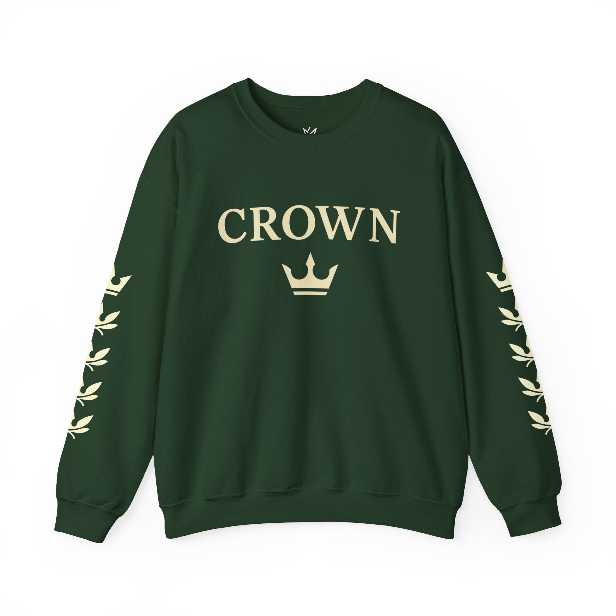 CROWN Statement Crewneck Sweatshirt (Laurel Sleeve Detail)