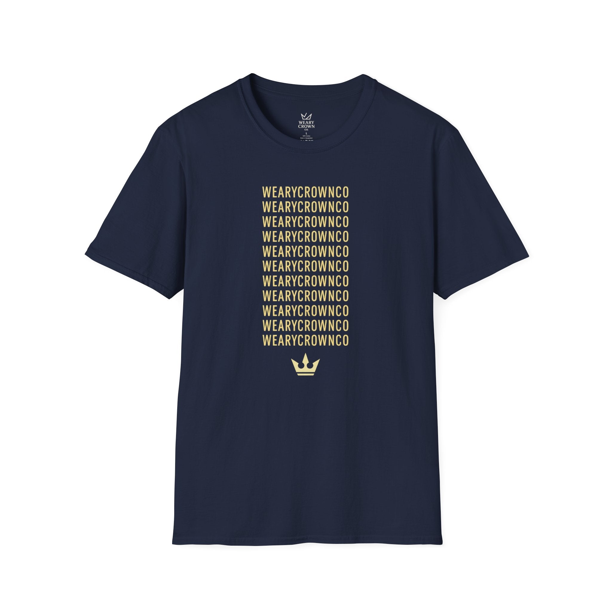 WearyCrownCo Repeat Wordmark Tee – Minimal Crown Signature T‑Shirt