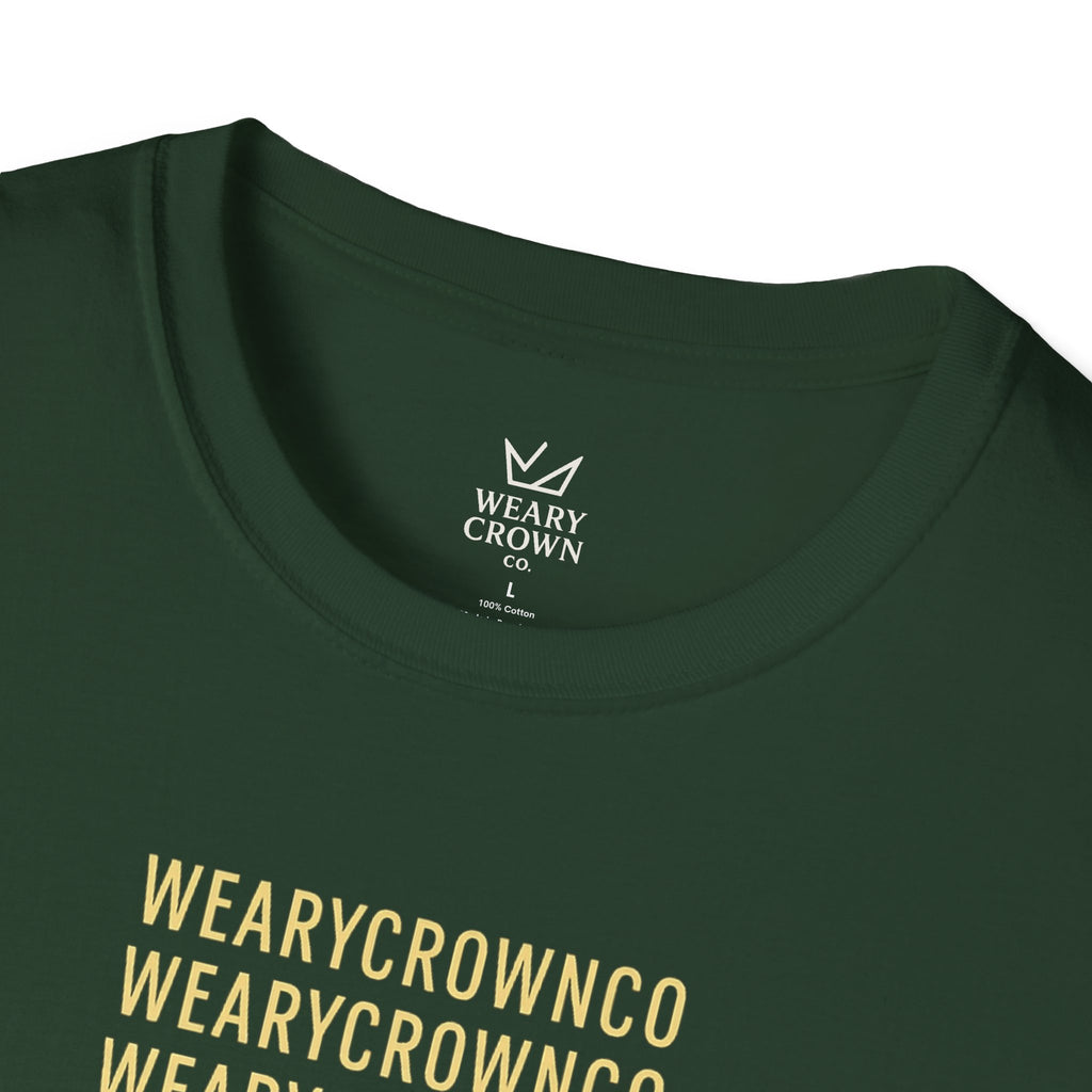 WearyCrownCo Repeat Wordmark Tee – Minimal Crown Signature T‑Shirt