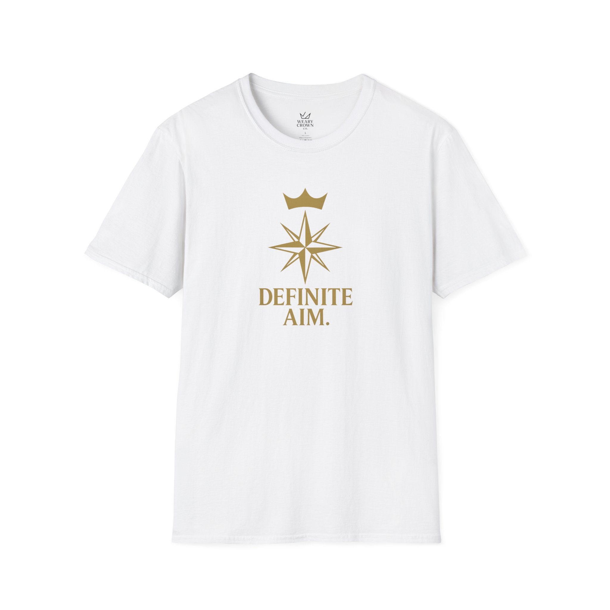 Definite Aim Tee – Crowned Compass Focus Motto T‑Shirt