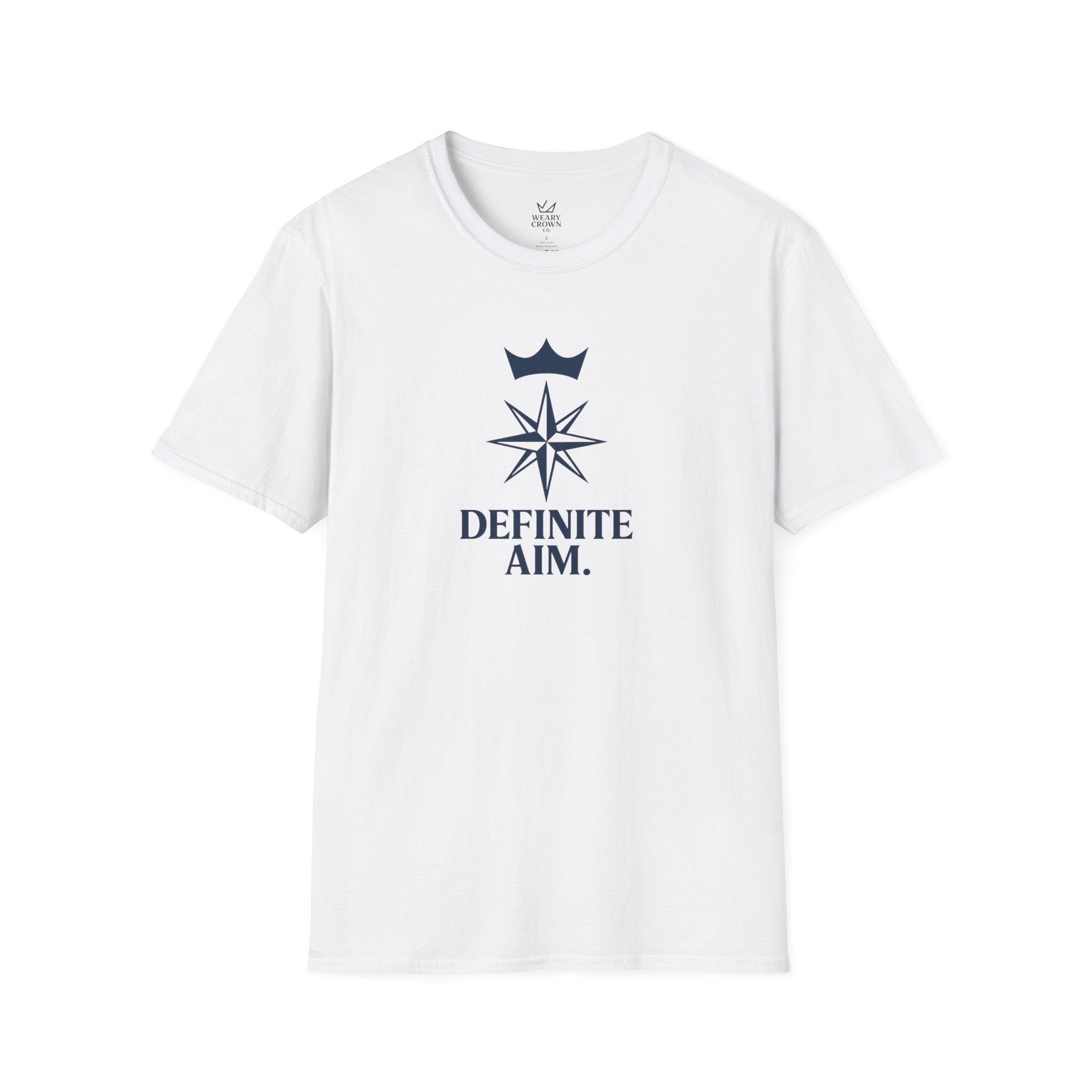 Definite Aim Tee – Crowned Compass Focus Motto T‑Shirt