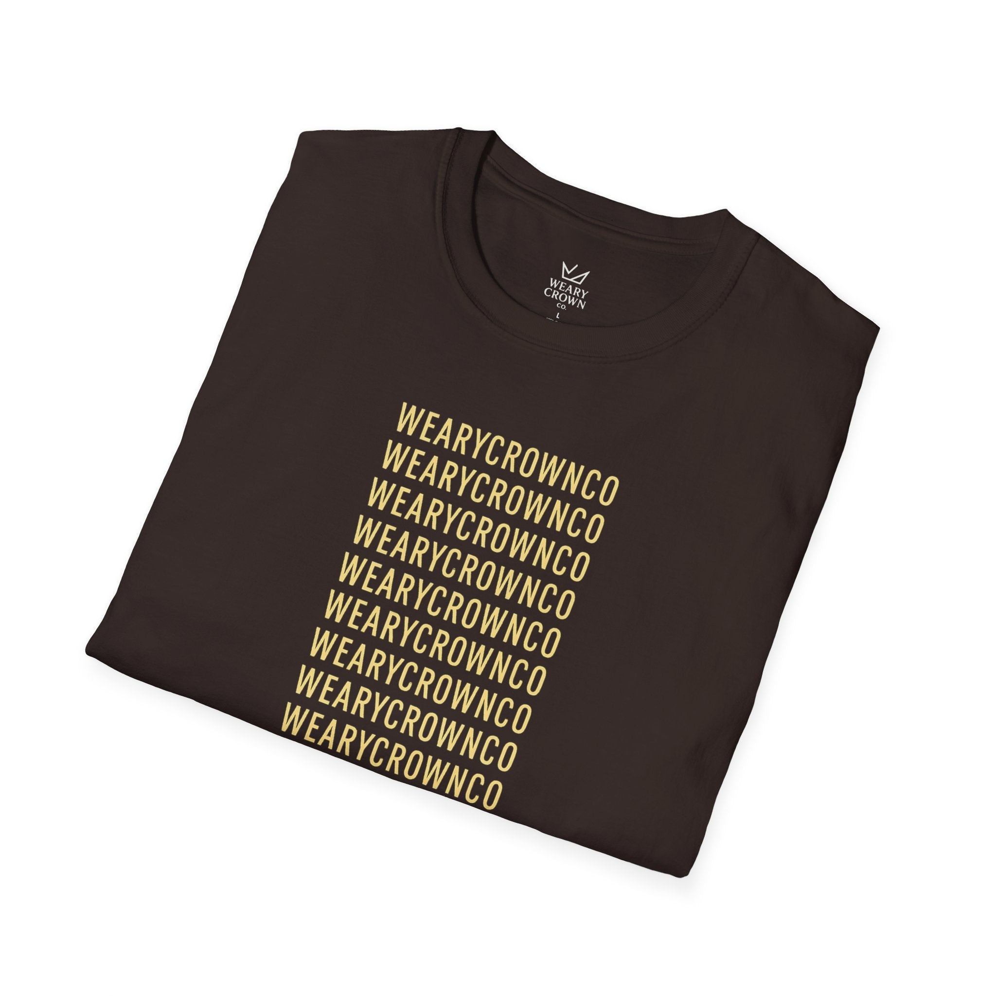 WearyCrownCo Repeat Wordmark Tee – Minimal Crown Signature T‑Shirt