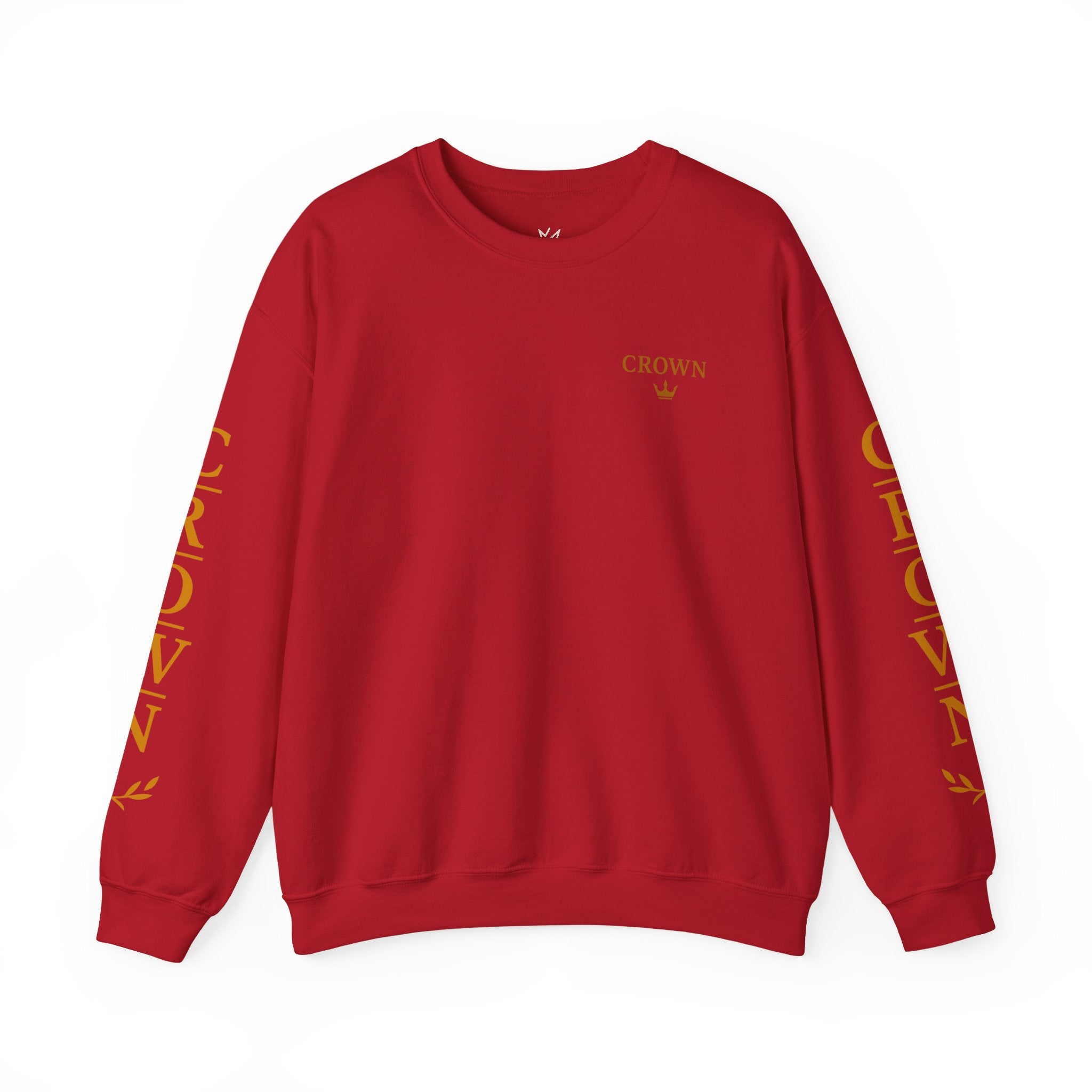Crown Logo Crewneck Sweatshirt — Black & Gold Sleeve Graphic
