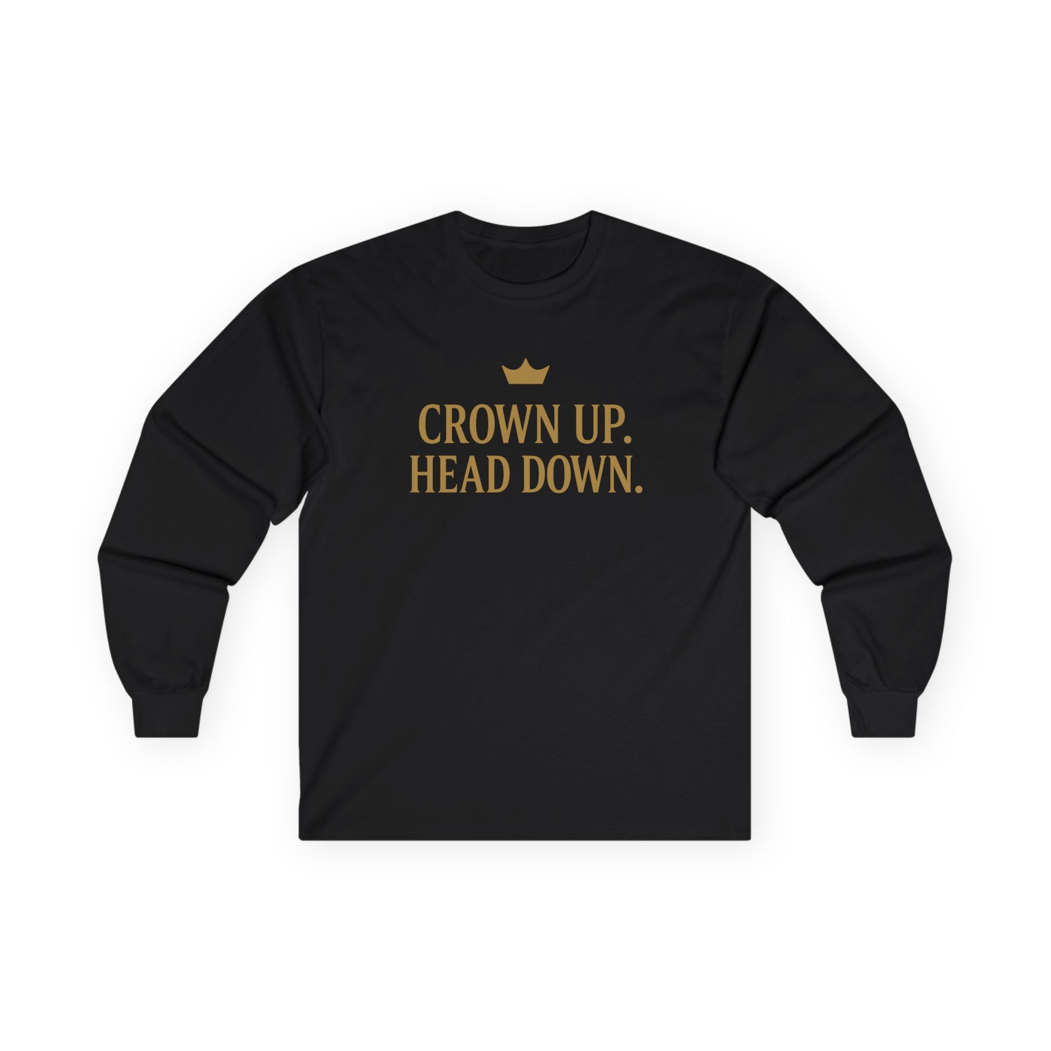 Crown Up. Head Down. – Minimalist Crown Long Sleeve T‑Shirt