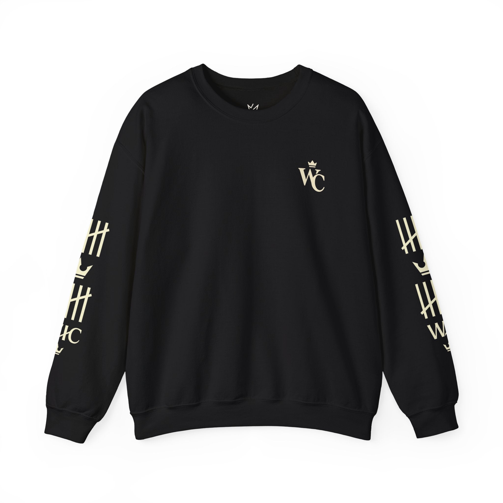 Crewneck Sweatshirt — WC Crown Logo & Tally Sleeve Graphic