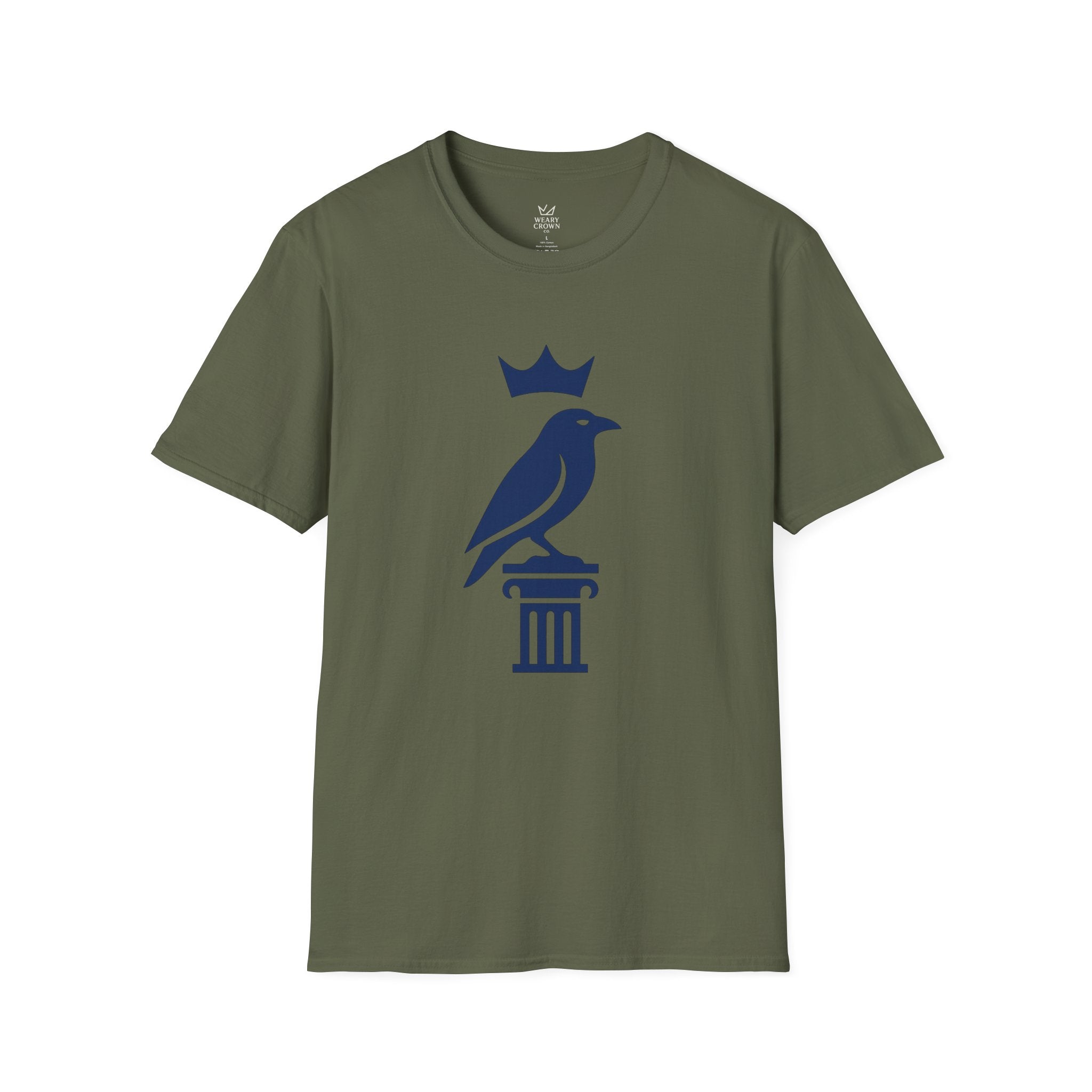 Crowned Raven Pillar Tee – Minimal Strategy & Leadership Emblem T‑Shirt