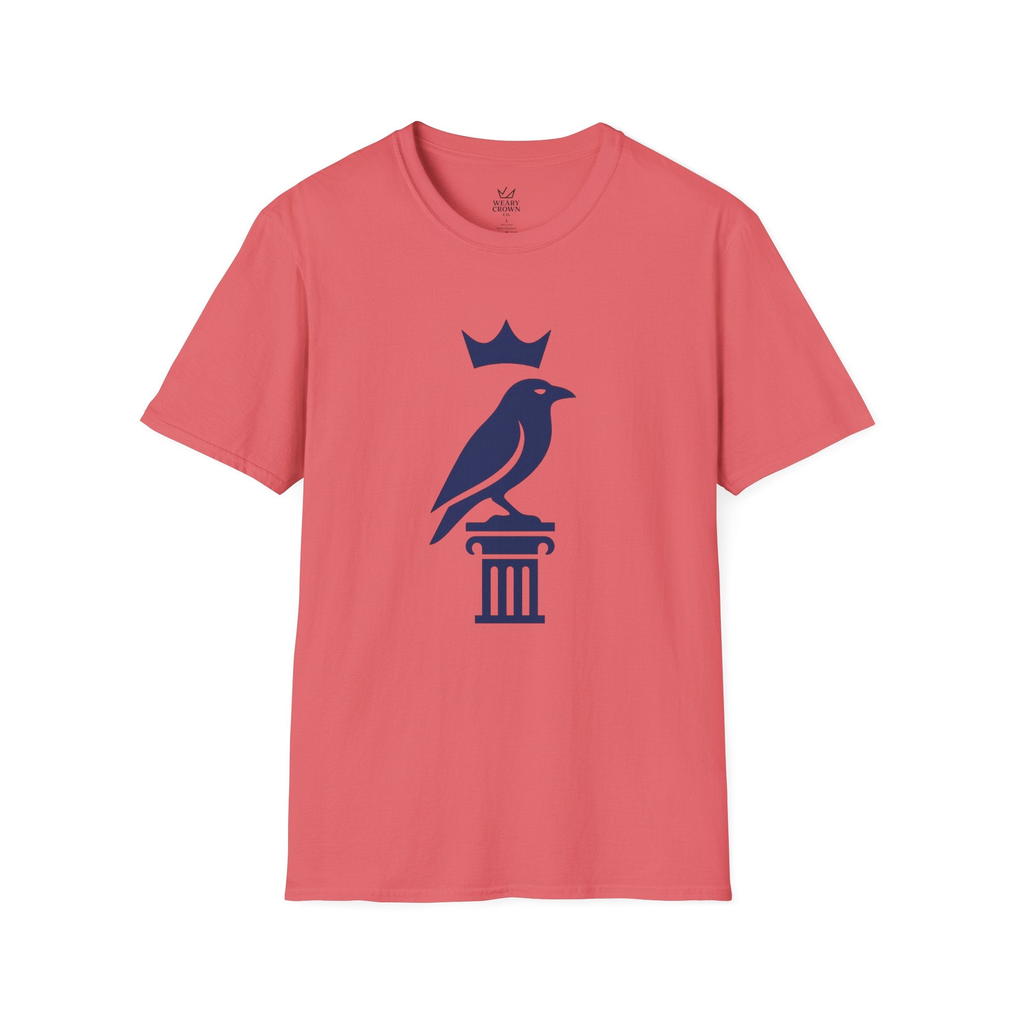 Crowned Raven Pillar Tee – Minimal Strategy & Leadership Emblem T‑Shirt